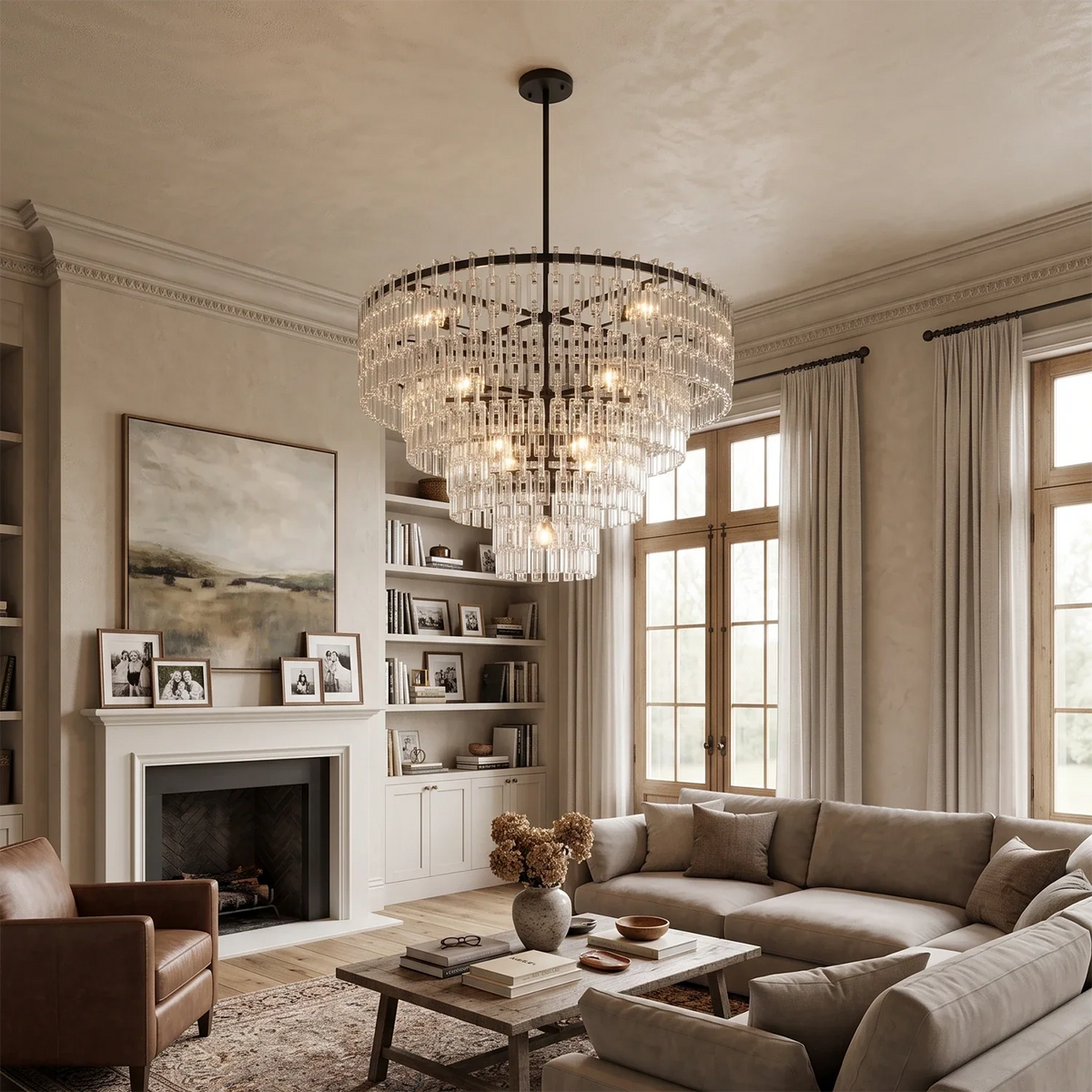 Corwin Tiered Crystal Bar Chandelier – Crystal detail 11