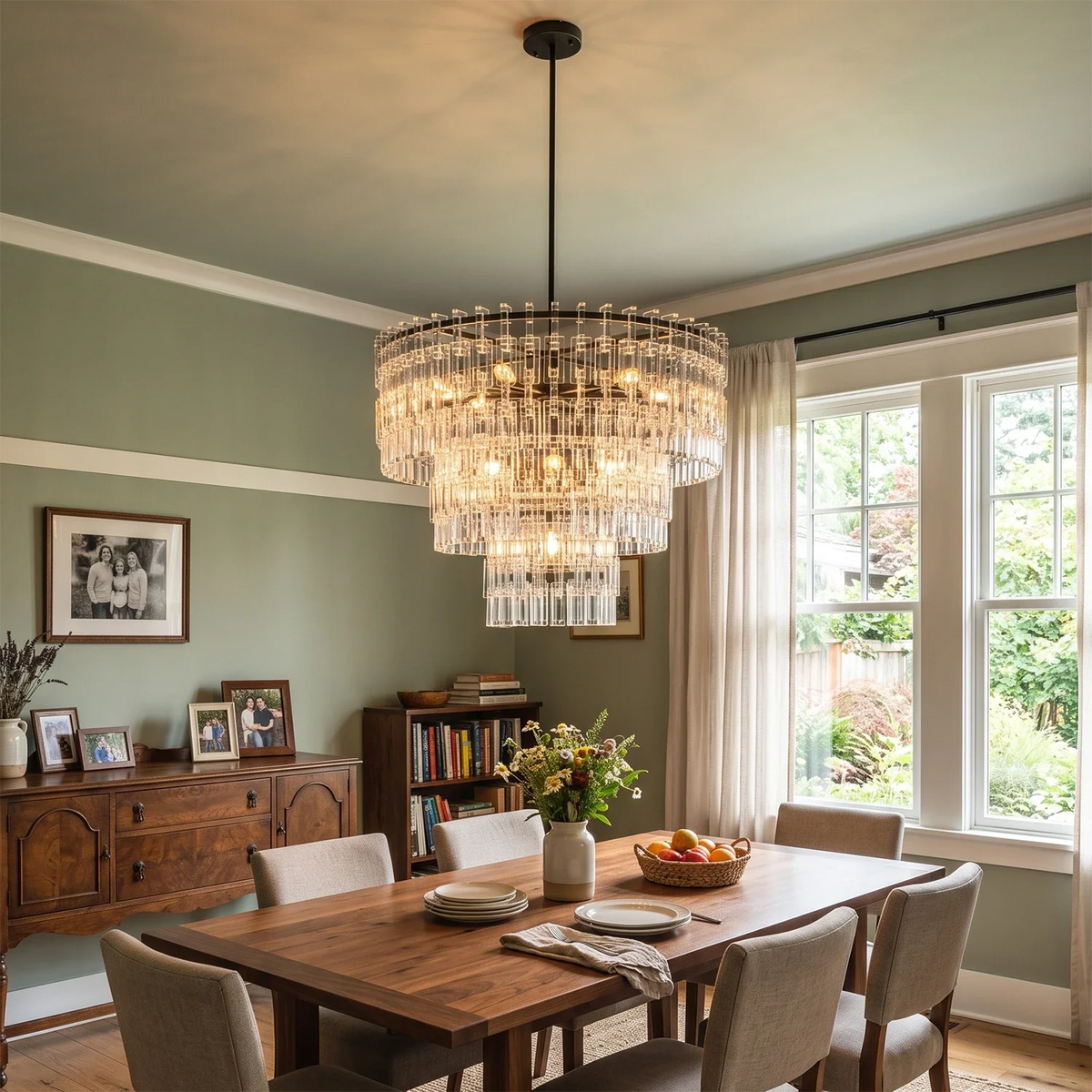 Corwin Tiered Crystal Bar Chandelier – Crystal detail 2