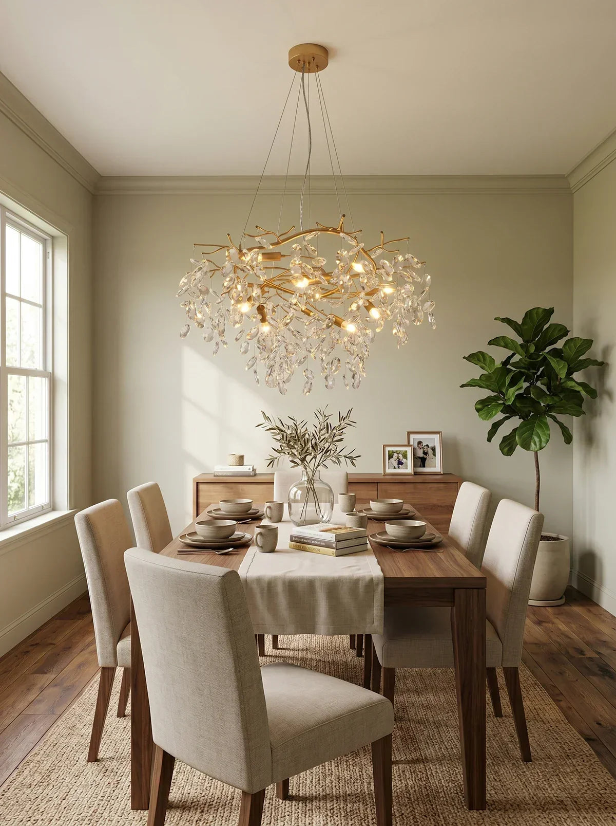 Crystal Teardrop Brass Chandelier – Crystal detail 9