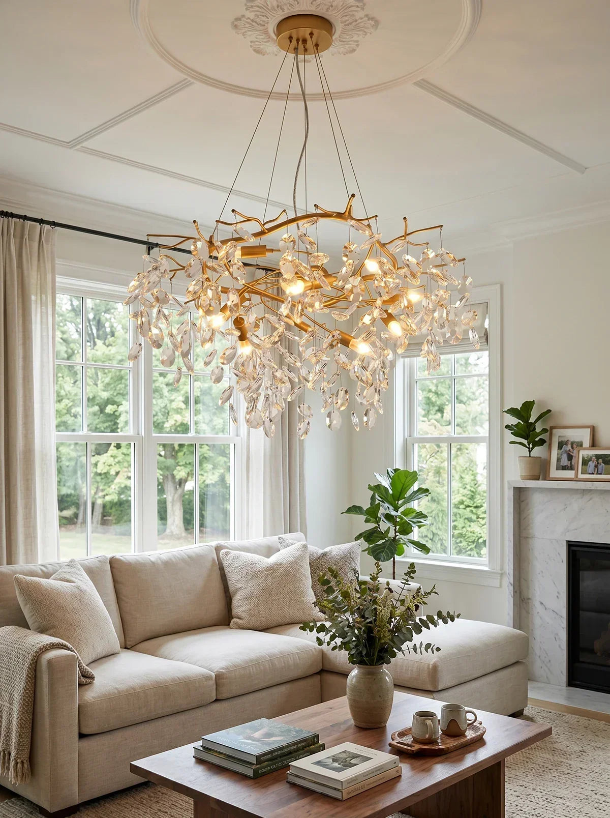 Crystal Teardrop Brass Chandelier – Crystal detail 10