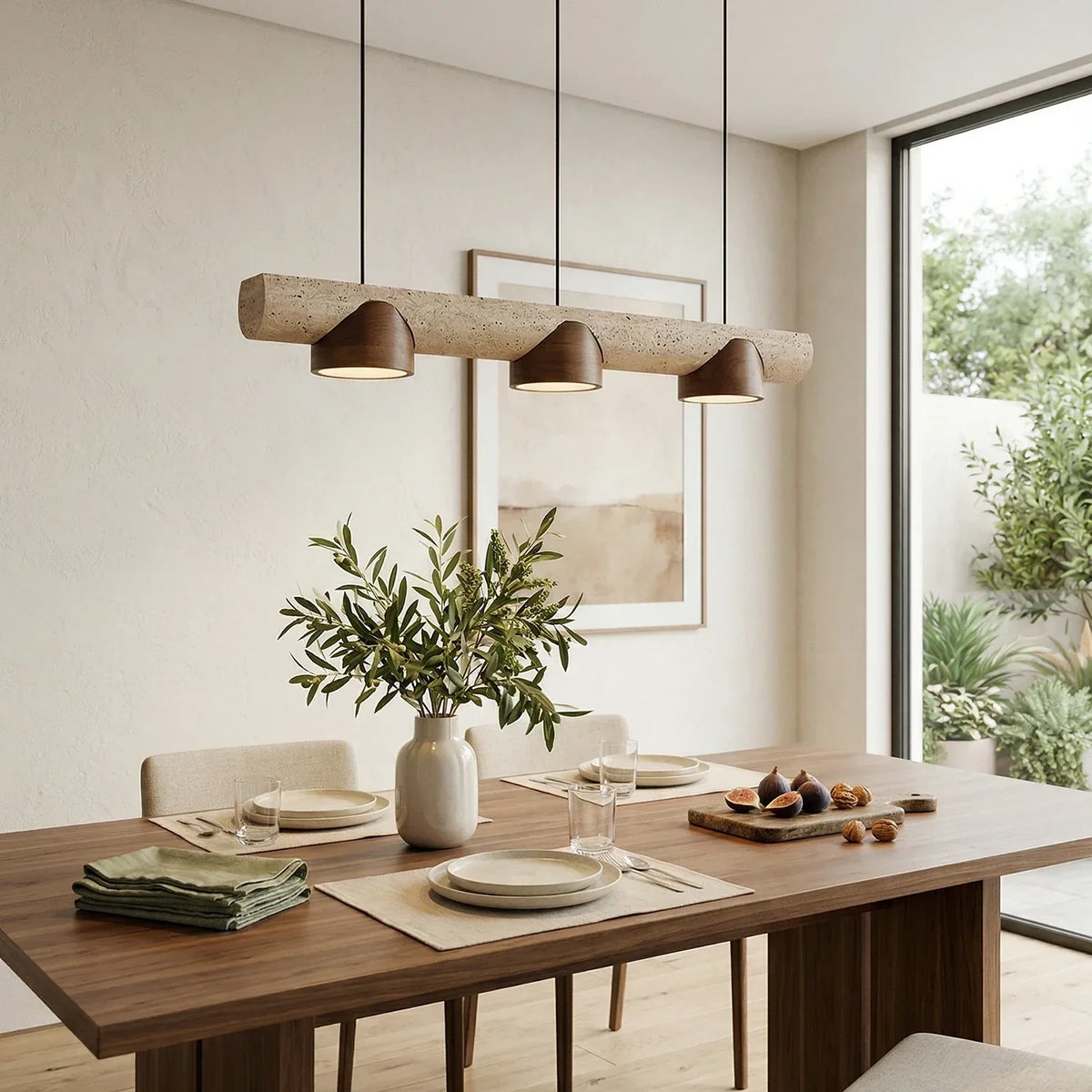 Cross Travertine Cylindrical Pendant Light – Travertine detail 6