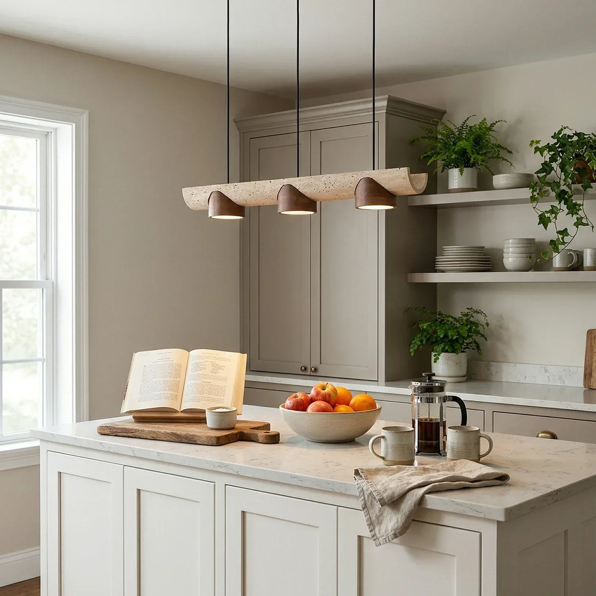 Cross Travertine Cylindrical Pendant Light – Travertine detail 5