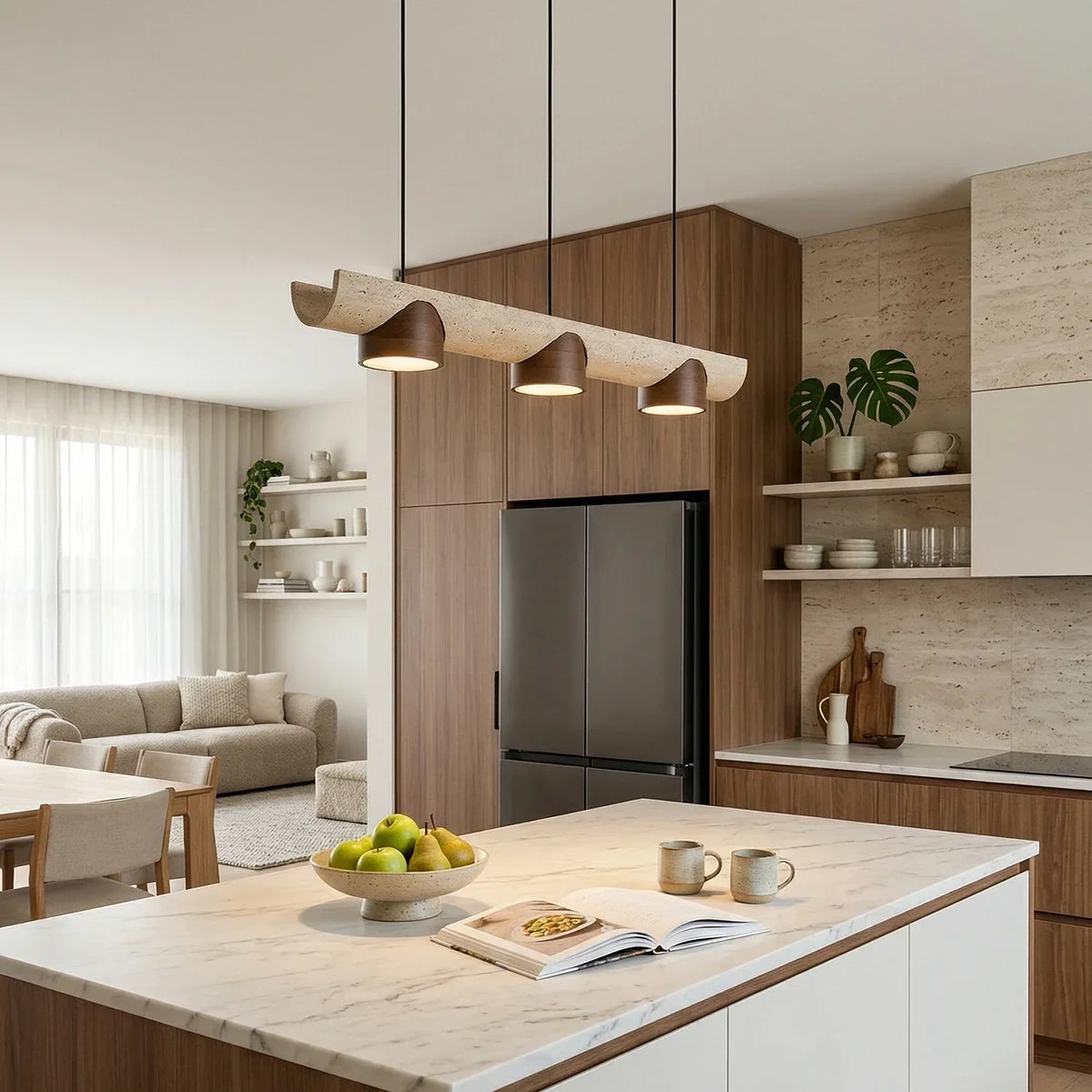 Cross Travertine Cylindrical Pendant Light – Travertine detail 2
