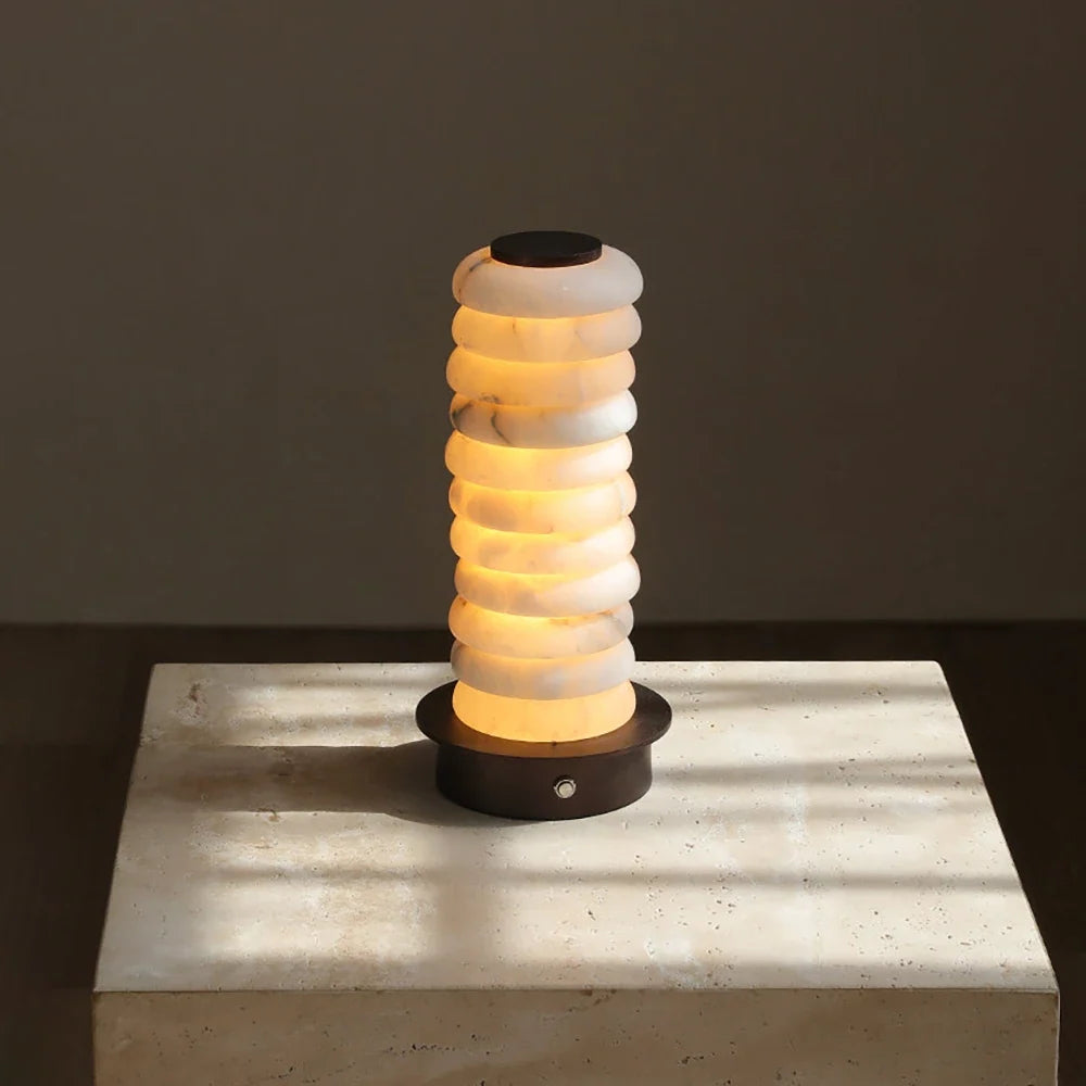 Cylinder Calla Alabaster Stacking Table Lamp – Alabaster detail 9