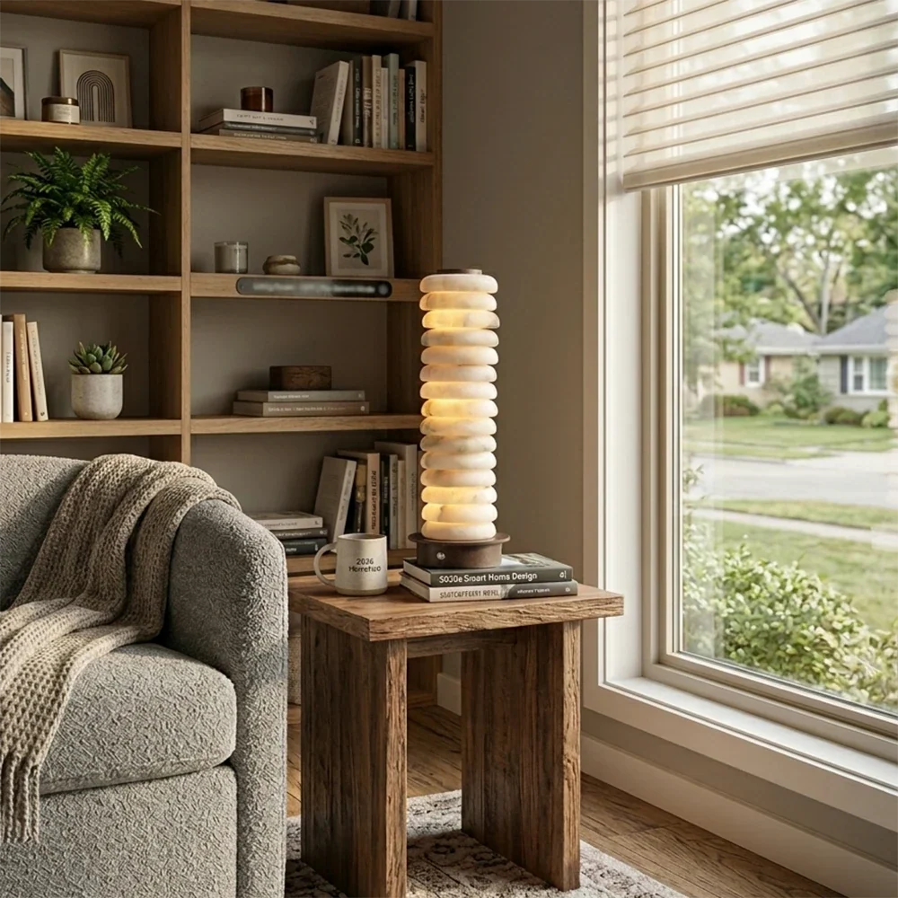 Cylinder Calla Alabaster Stacking Table Lamp – Alabaster detail 4