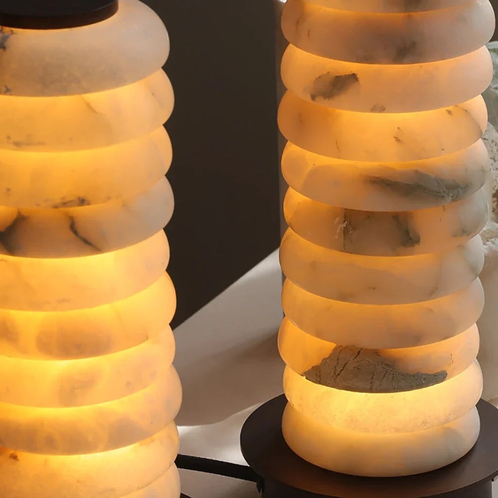 Cylinder Calla Alabaster Stacking Table Lamp – Alabaster detail 12