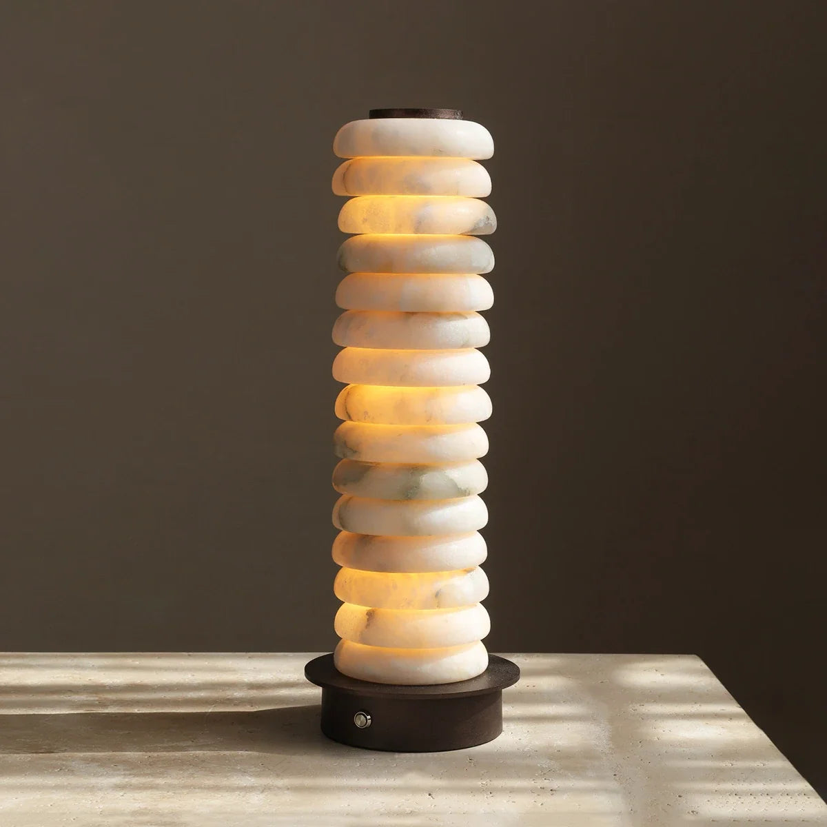 Cylinder Calla Alabaster Stacking Table Lamp – Alabaster detail 10