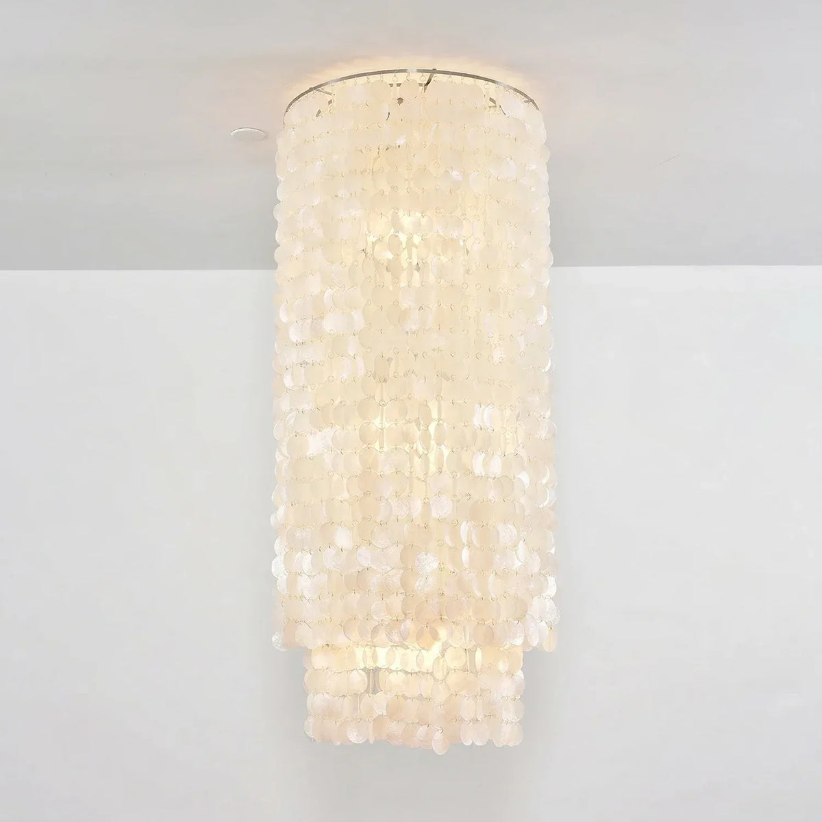 Cylindrical Capiz Shell Flush Mount Iron Chandelier – Iron detail 17