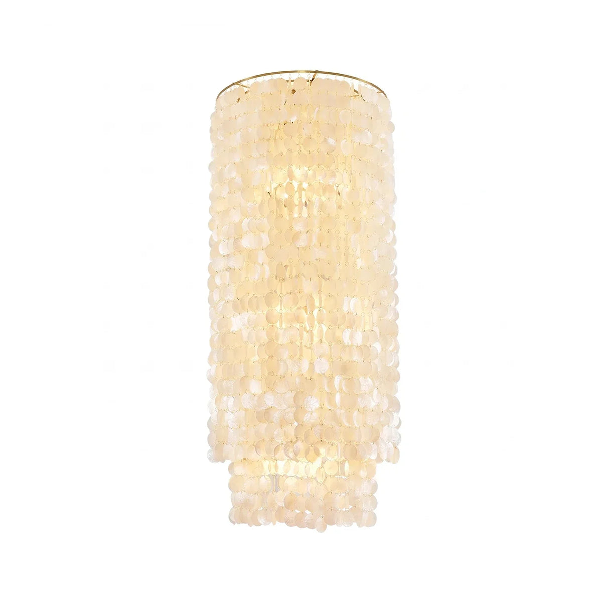 Cylindrical Capiz Shell Flush Mount Iron Chandelier – Iron detail 23