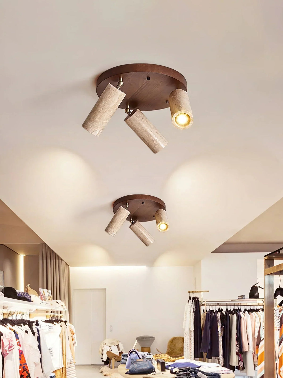 Cylindrical Terra Beam Travertine Ceiling Light – Travertine detail 5