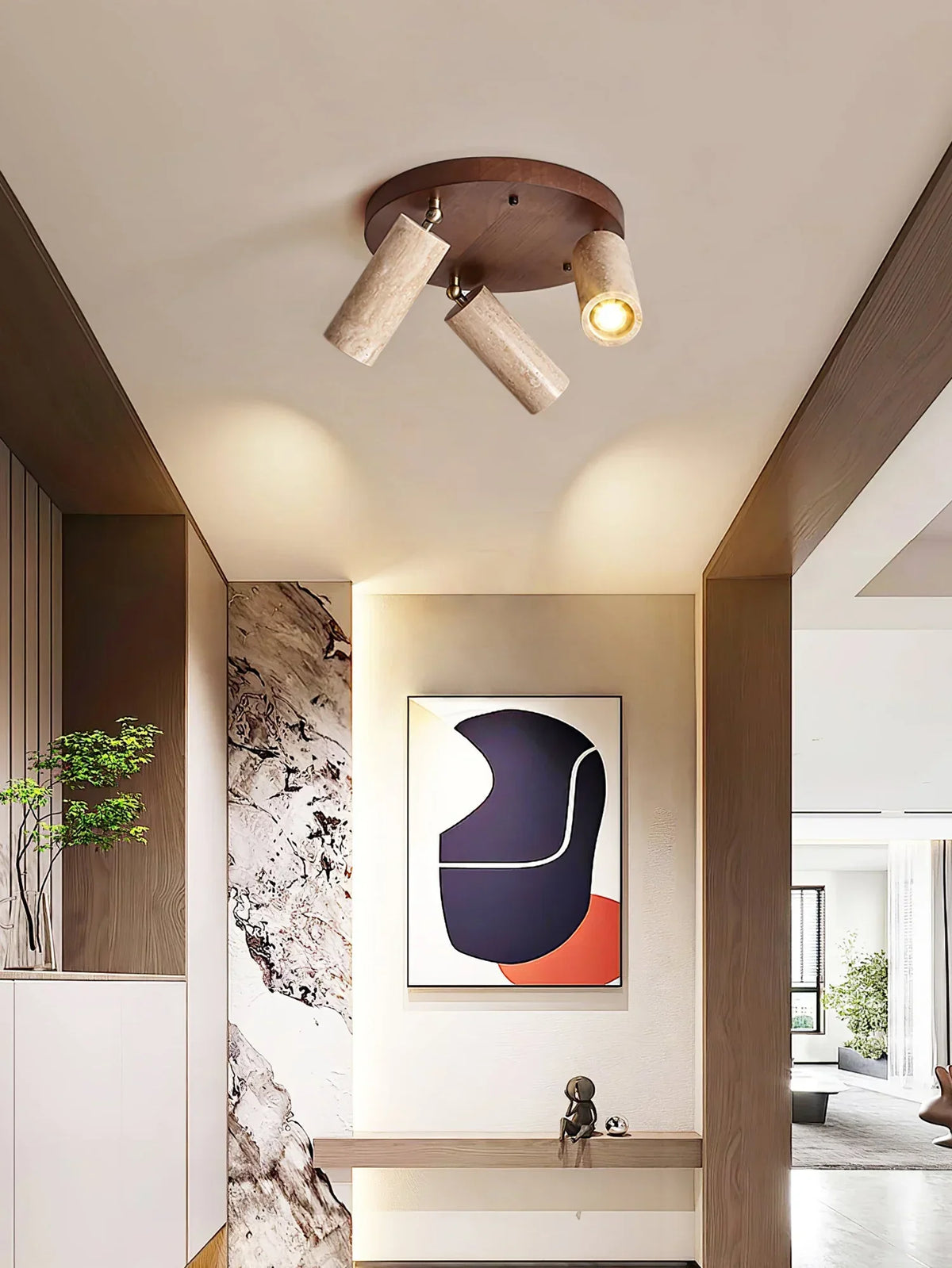 Cylindrical Terra Beam Travertine Ceiling Light – Travertine detail 7