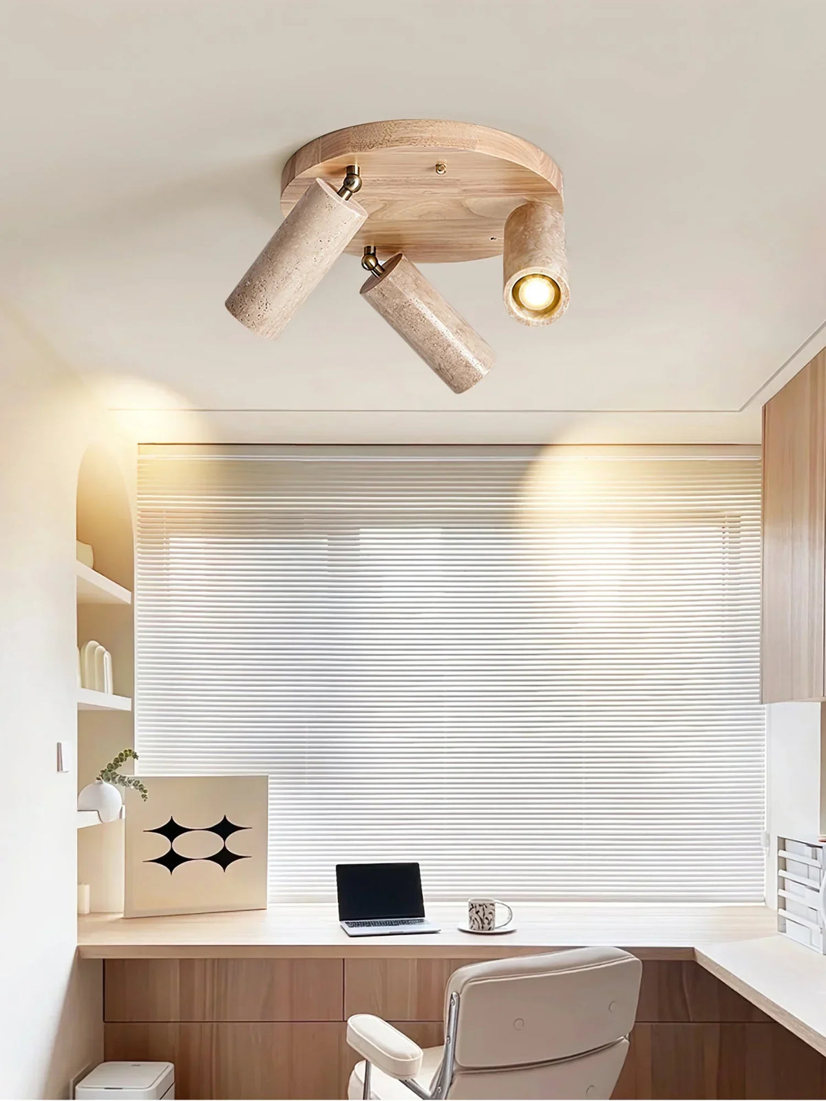 Cylindrical Terra Beam Travertine Ceiling Light – Travertine detail 6