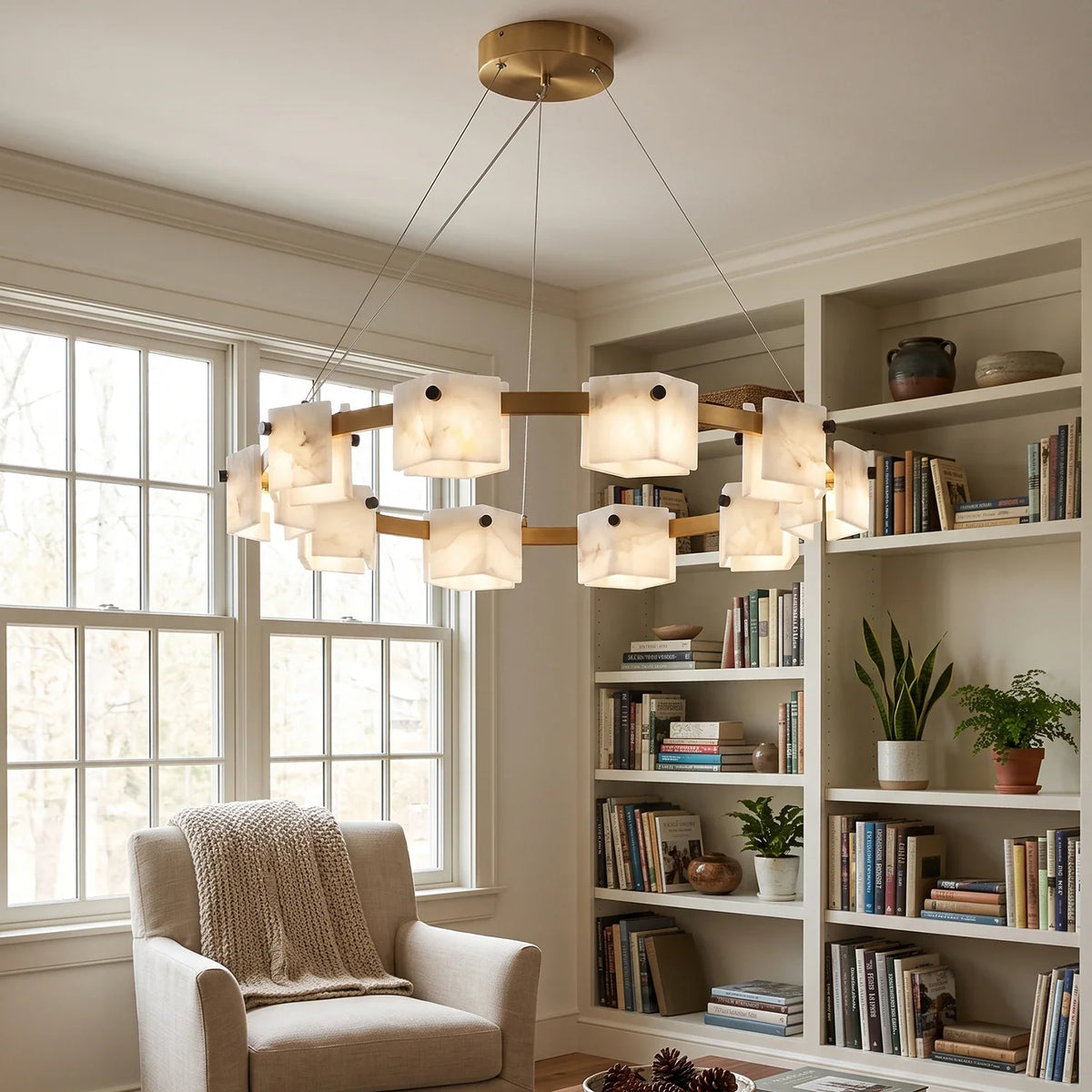Diamond Shaped Alabaster Ring Chandelier – Alabaster detail 2