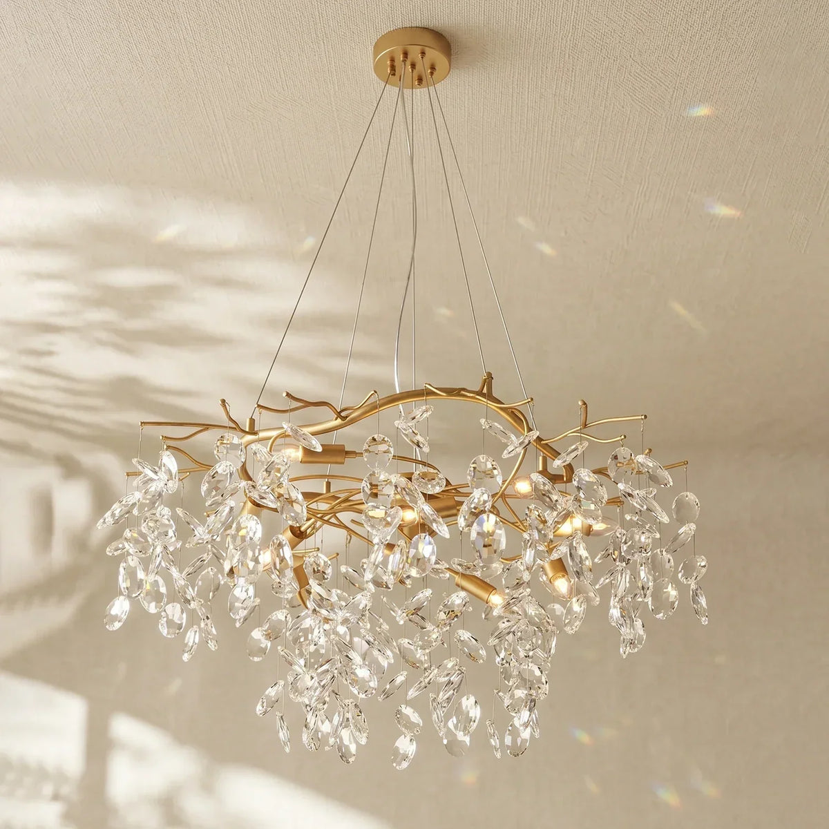 Crystal Teardrop Brass Chandelier – Crystal detail 14
