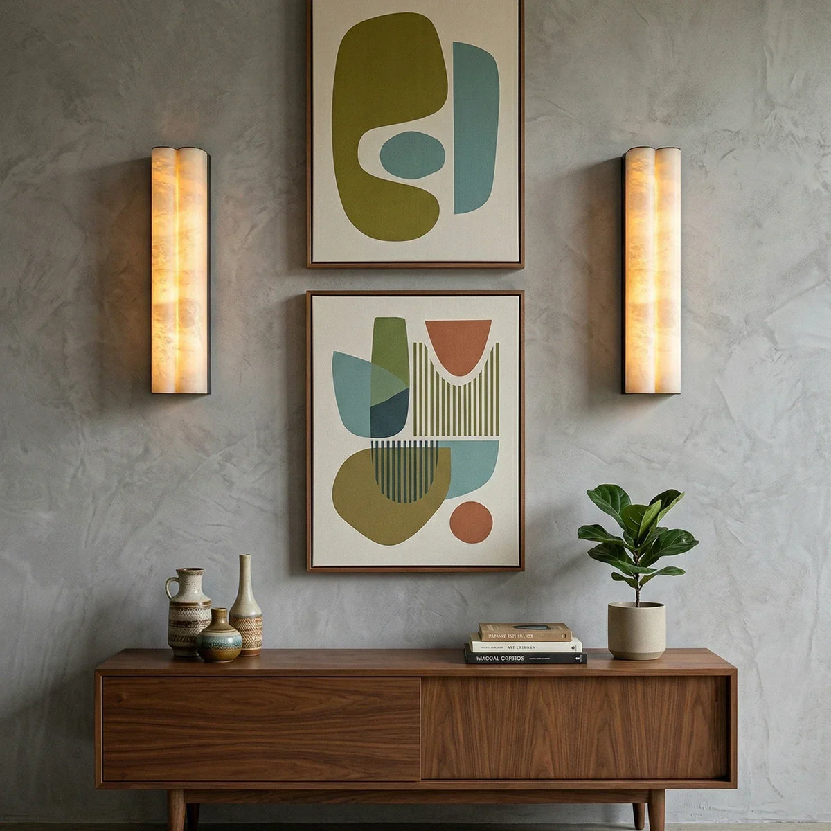 Double Cylinder Alabaster Tubular Wall Sconce – Alabaster detail 7