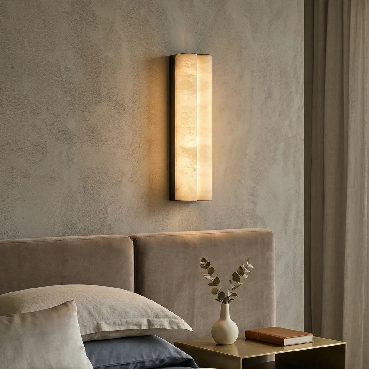 Double Cylinder Alabaster Tubular Wall Sconce – Alabaster detail 2