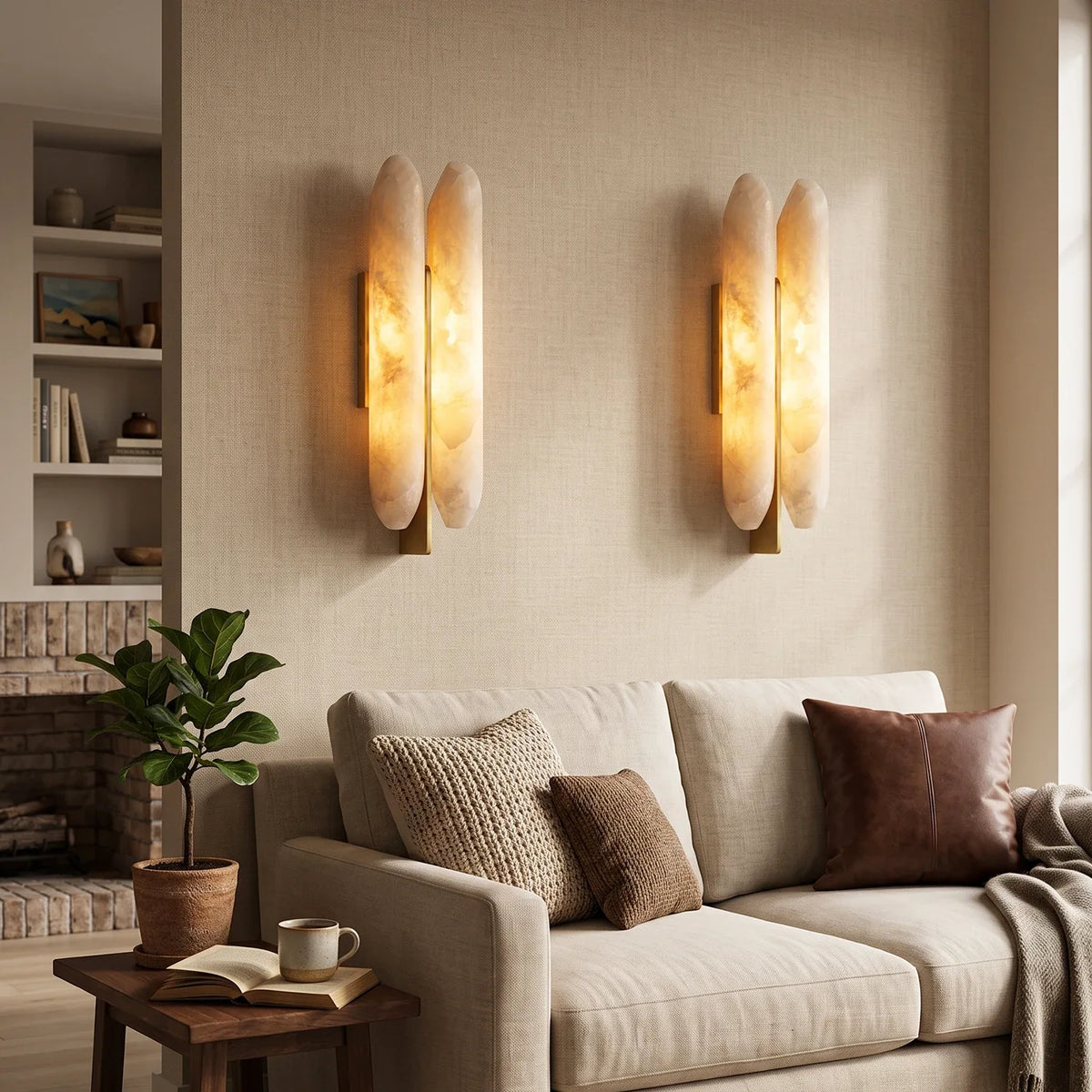 Double Husk Alabaster Wall Sconce – Alabaster detail 7