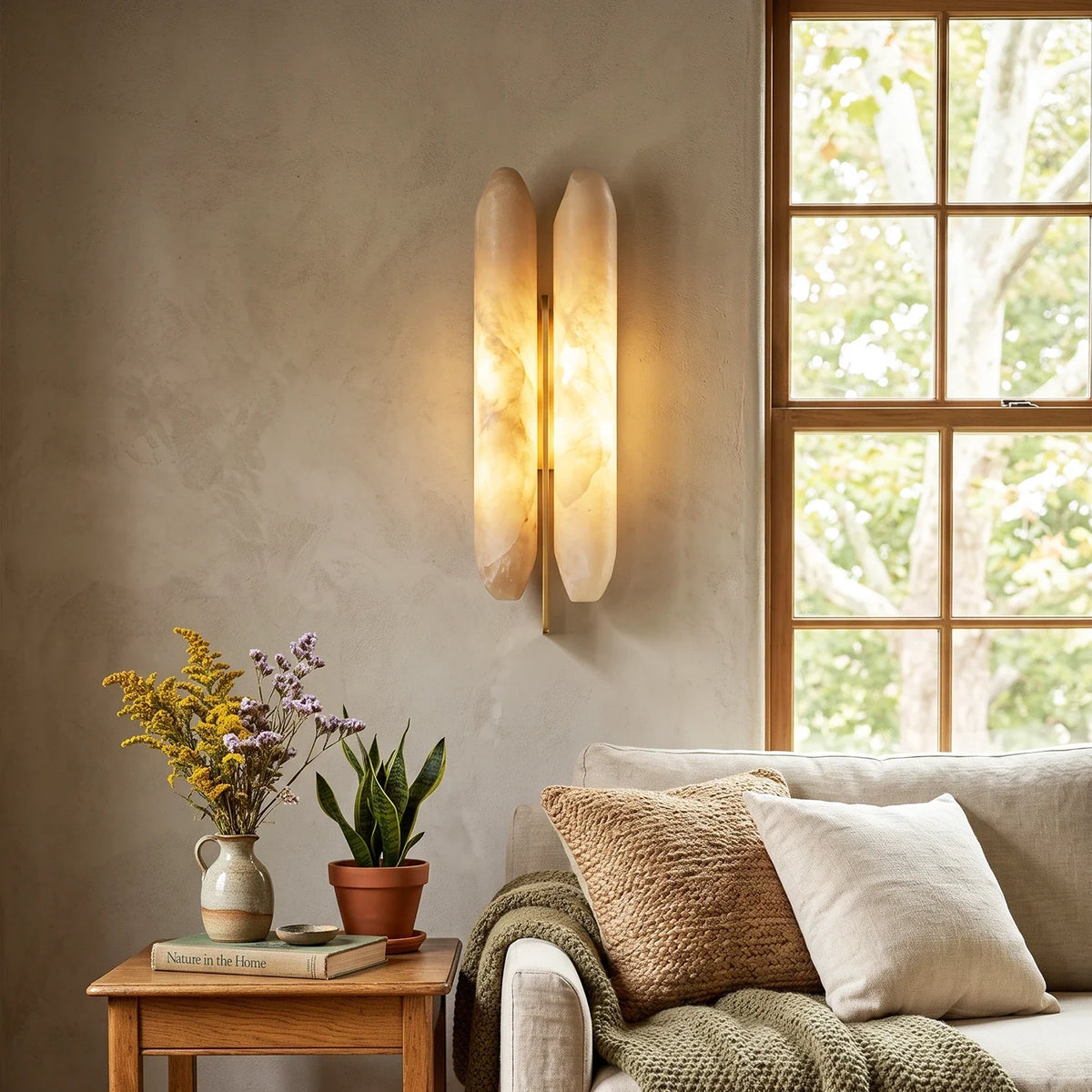 Double Husk Alabaster Wall Sconce – Alabaster detail 5