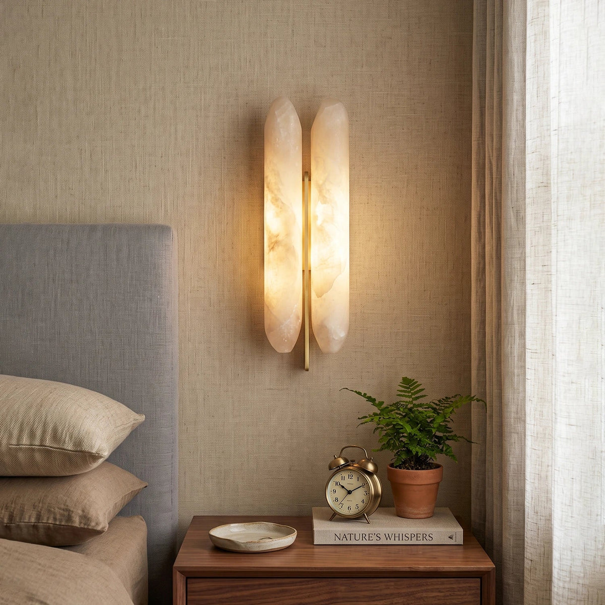 Double Husk Alabaster Wall Sconce – Alabaster detail 2