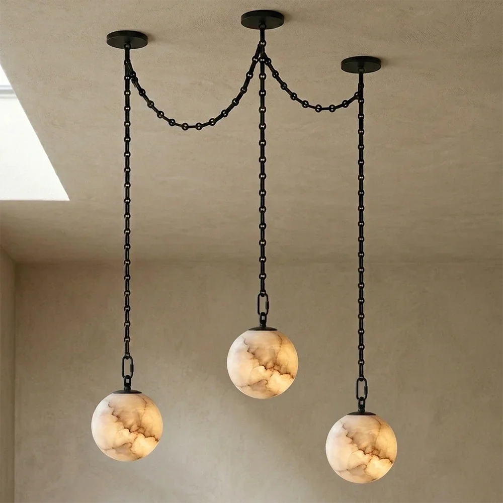 Alabaster Spherical Chain Chandelier – Alabaster detail 25