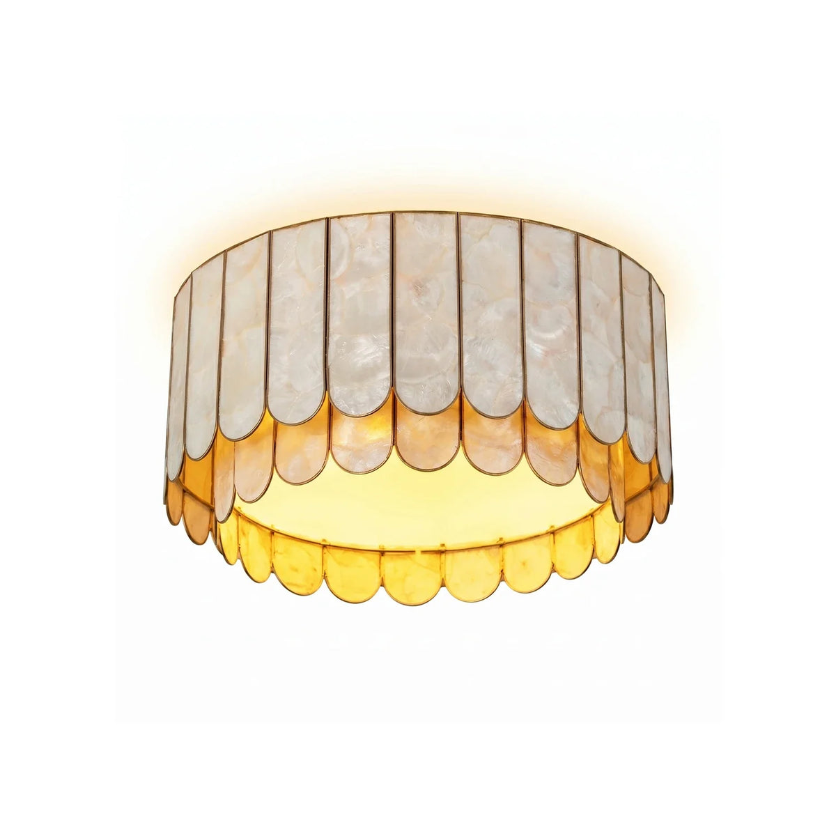 Drum-Shaped Capiz Shell Brass Ceiling Light – Brass detail 17