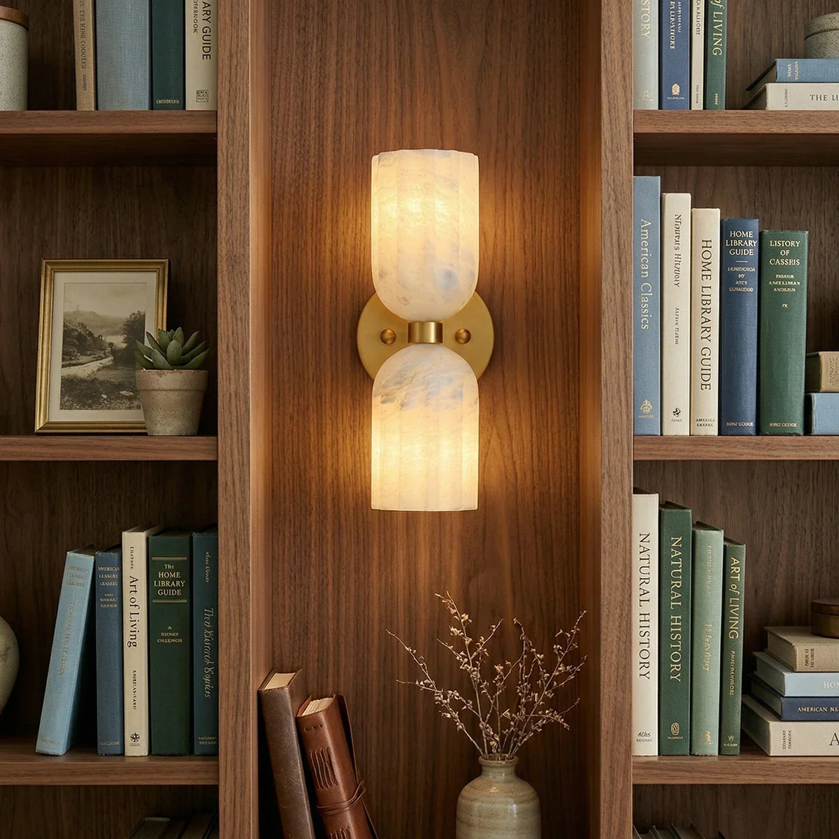 Dual Alabaster Pillar Wall Sconce – Alabaster detail 4