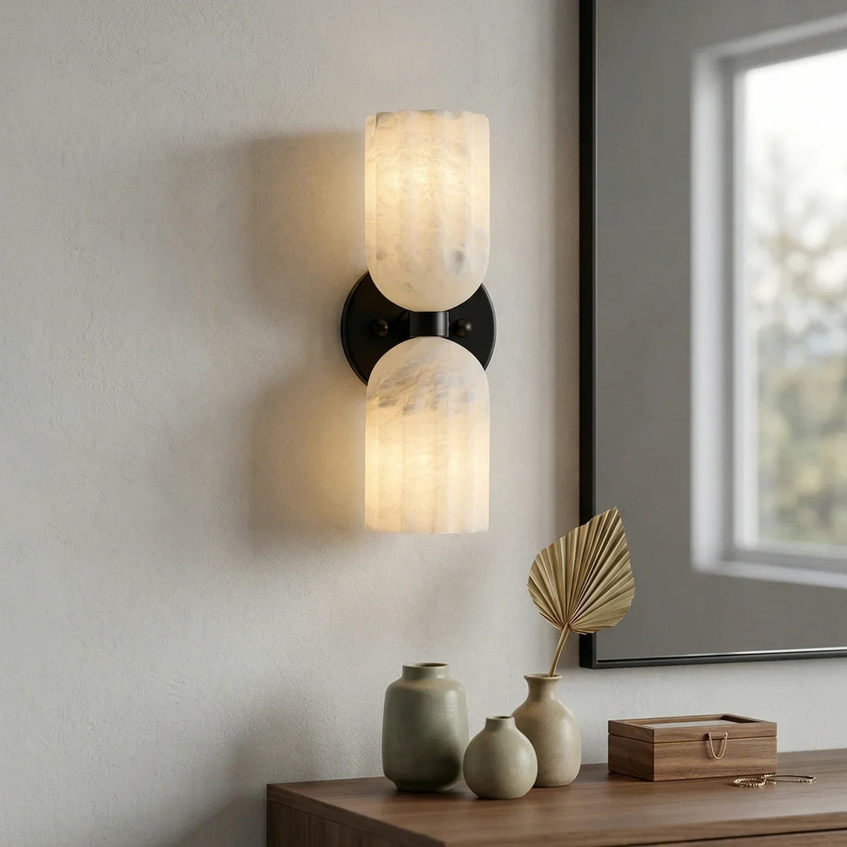 Dual Alabaster Pillar Wall Sconce – Alabaster detail 6