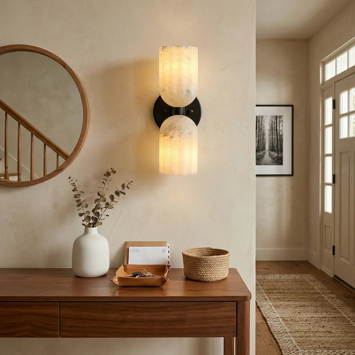 Dual Alabaster Pillar Wall Sconce – Alabaster detail 5