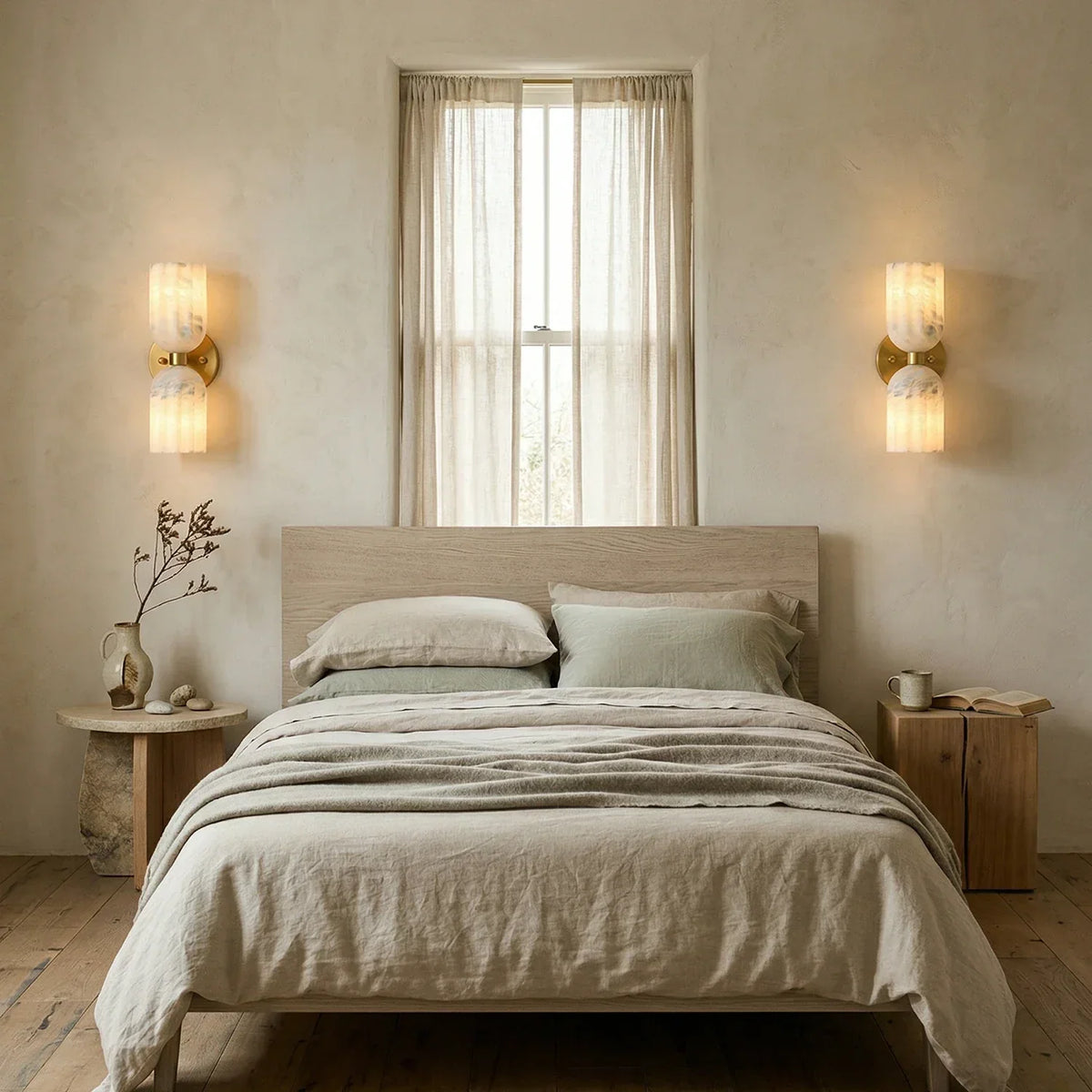Dual Alabaster Pillar Wall Sconce – Alabaster detail 7