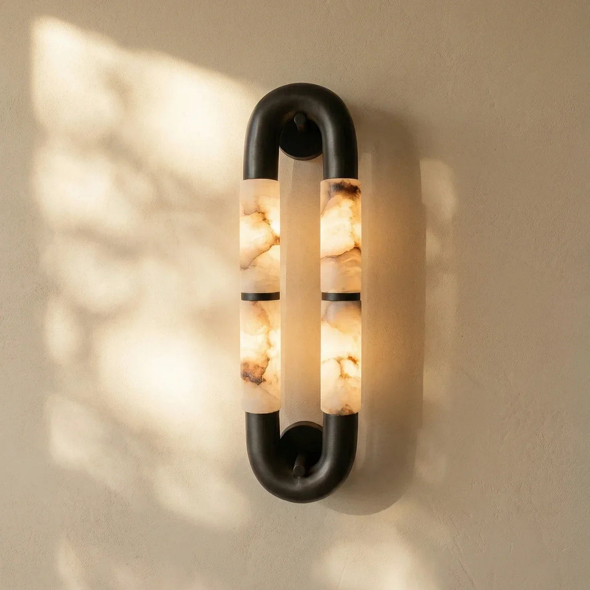 Dual-Head Luma Arc Snowflake Stone Alabaster Wall Lamp – Alabaster detail 11