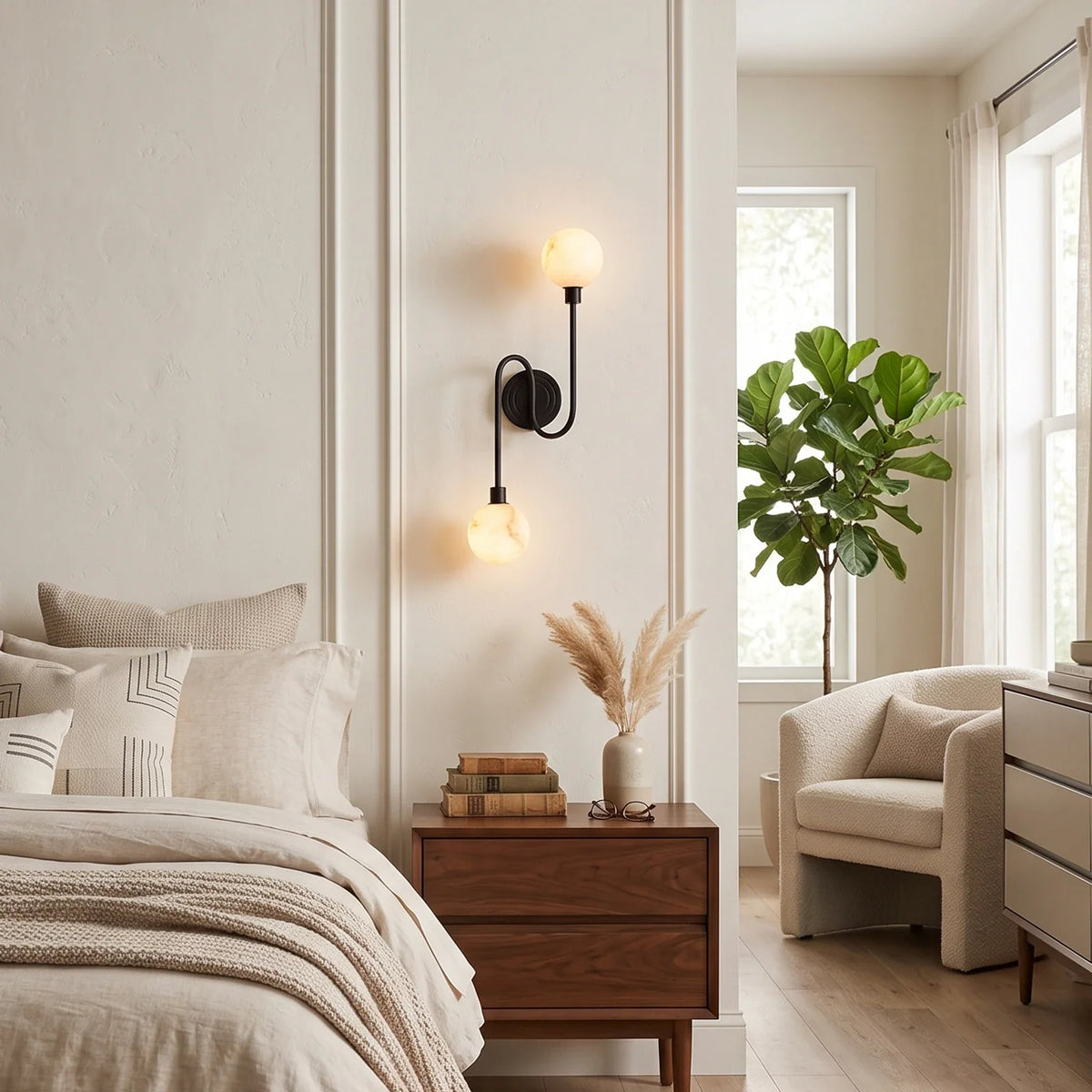 Duvelle Alabaster Two-Globe Wall Sconce – Alabaster detail 4