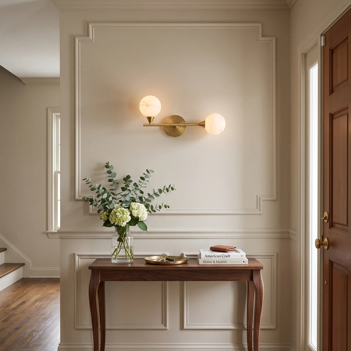 Duvelle Alabaster Two-Globe Wall Sconce – Alabaster detail 6