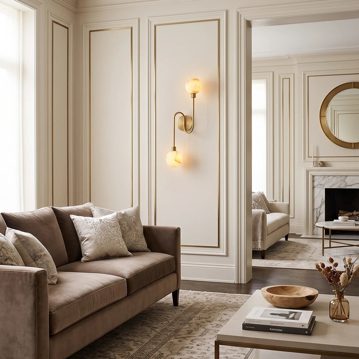Duvelle Alabaster Two-Globe Wall Sconce – Alabaster detail 7