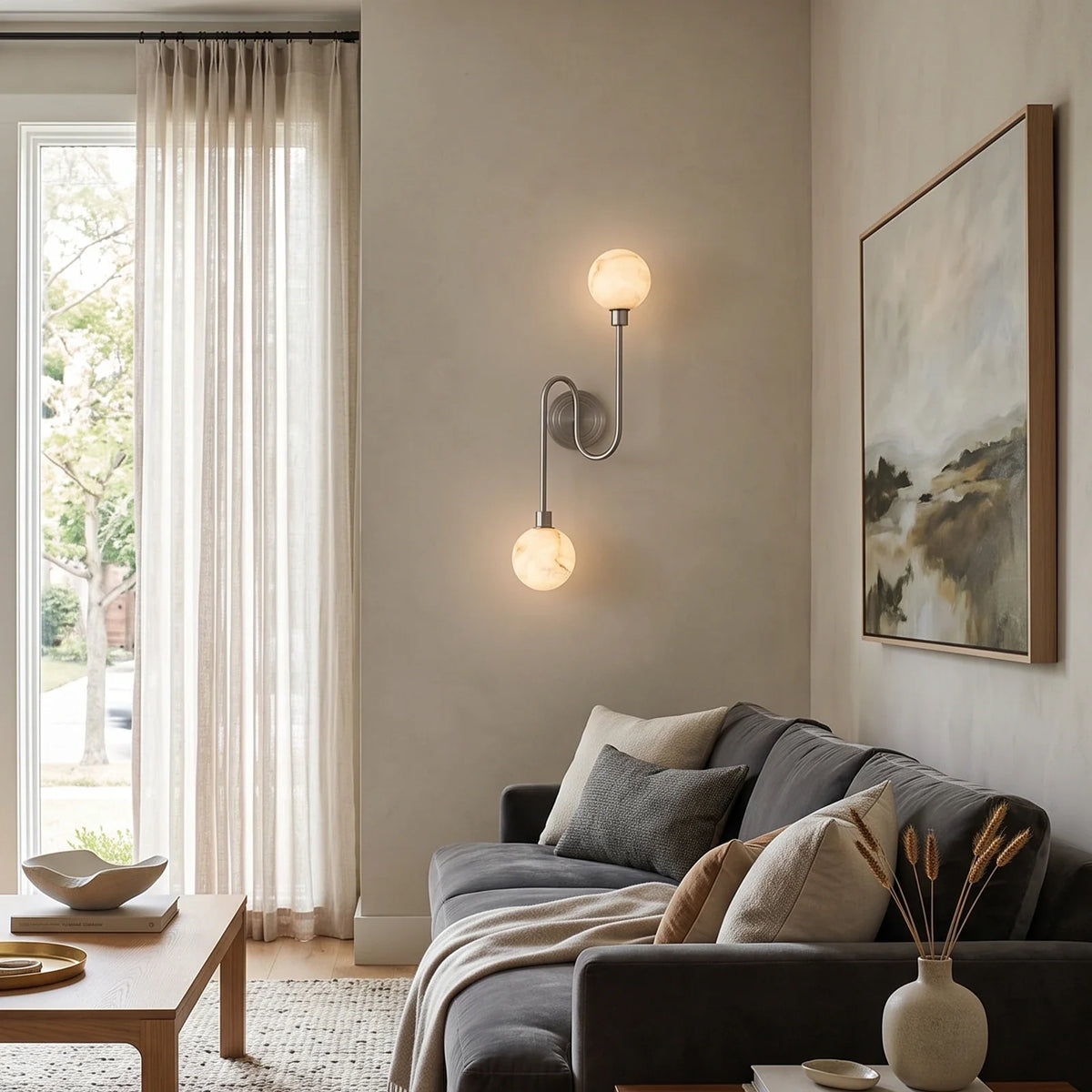 Duvelle Alabaster Two-Globe Wall Sconce – Alabaster detail 5