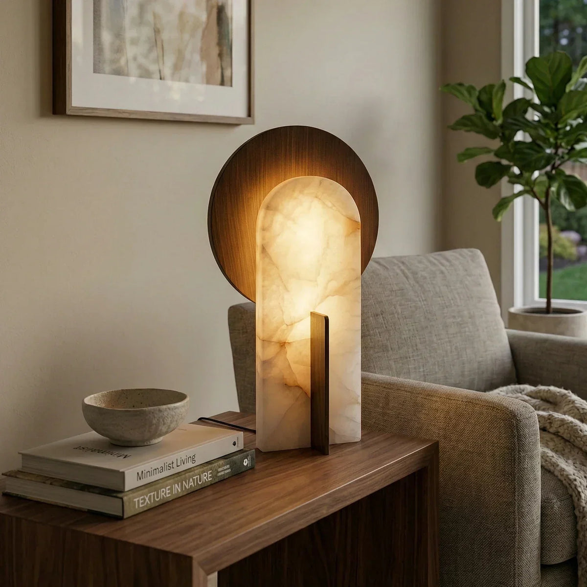Eclipse Alabaster Oval Table Lamp – Alabaster detail 4