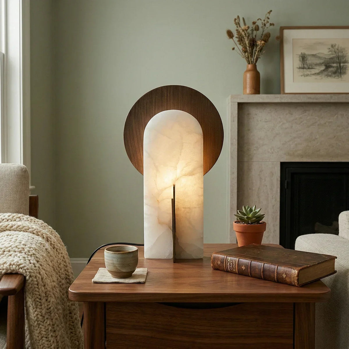 Eclipse Alabaster Oval Table Lamp – Alabaster detail 9