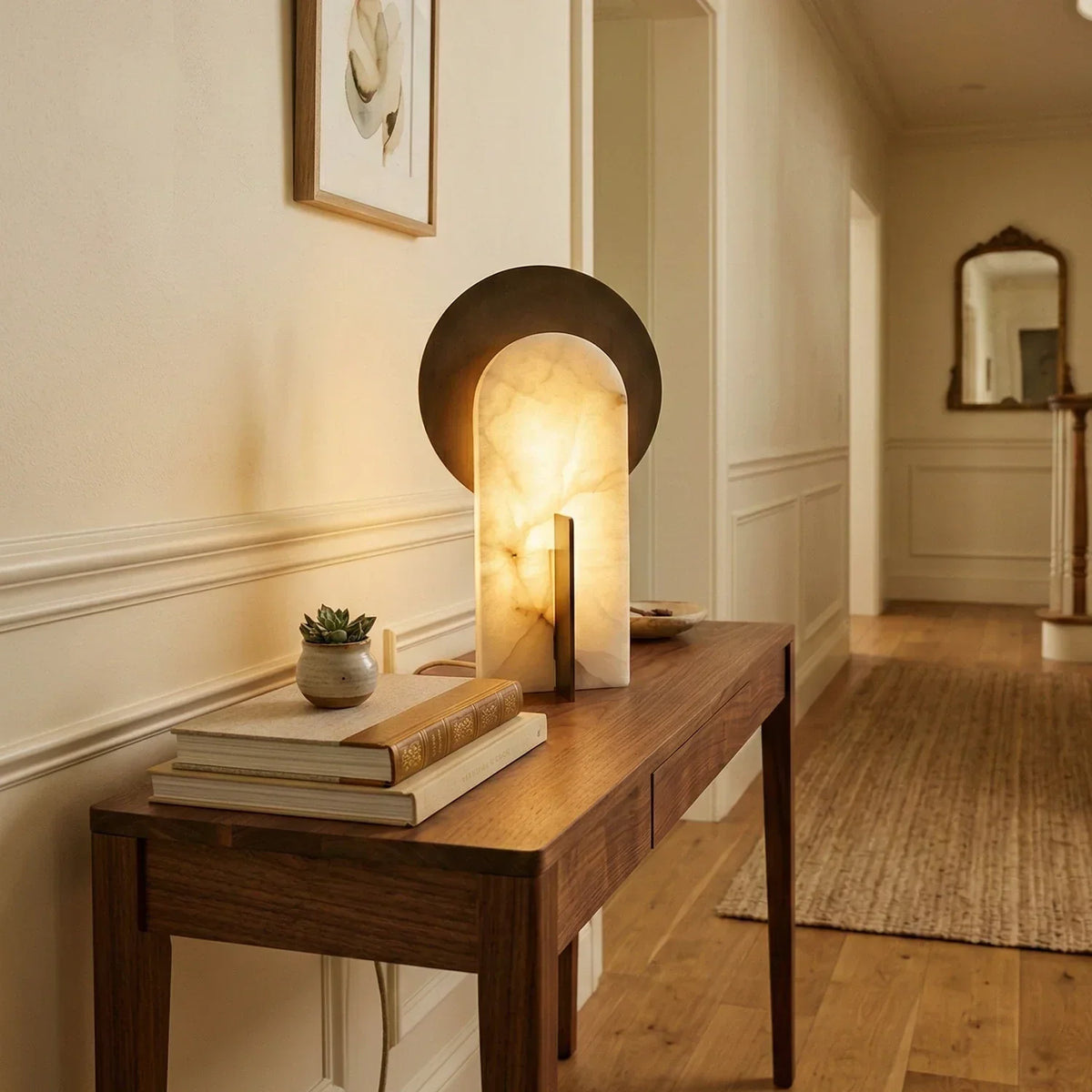 Eclipse Alabaster Oval Table Lamp – Alabaster detail 3
