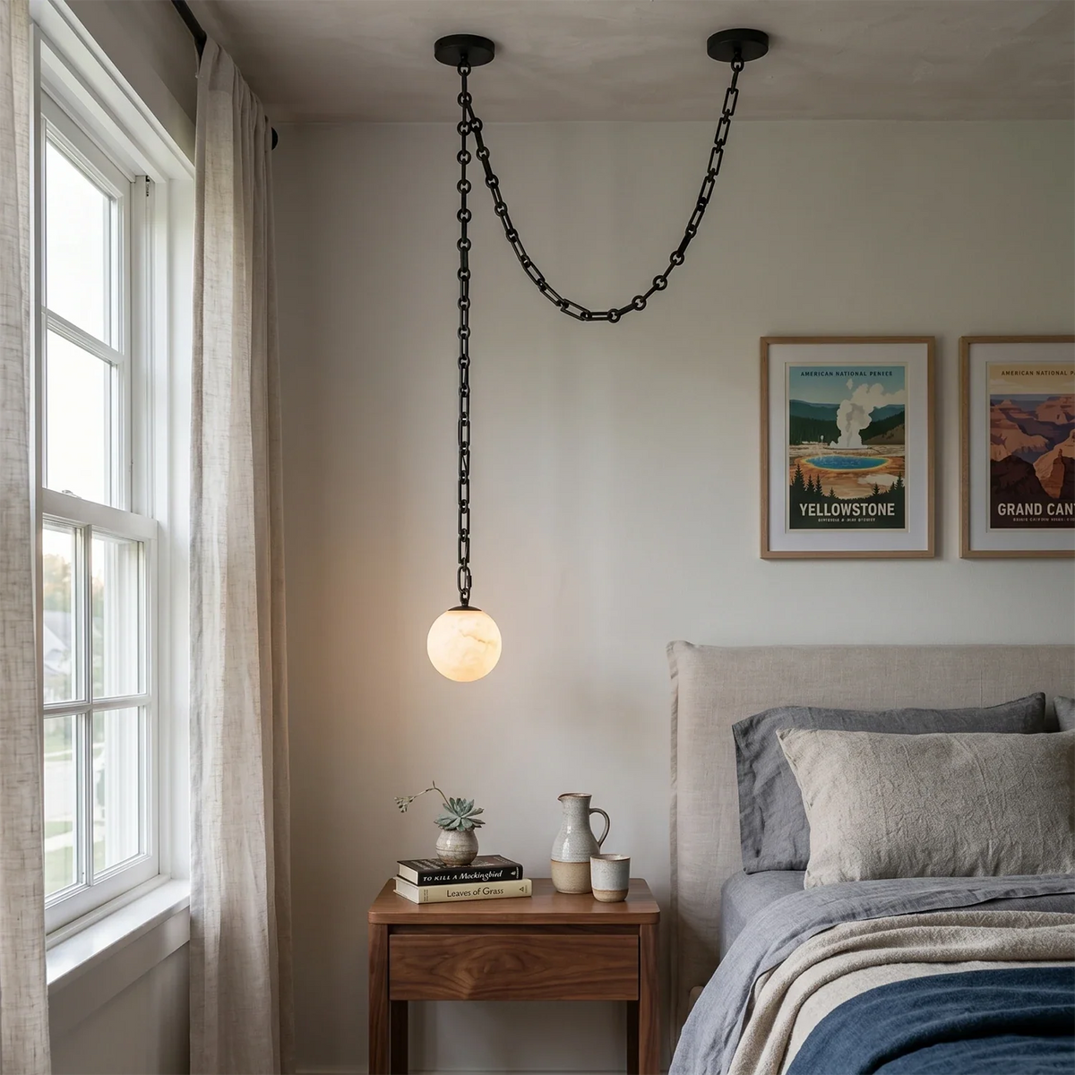 Alabaster Spherical Chain Chandelier – Alabaster detail 9