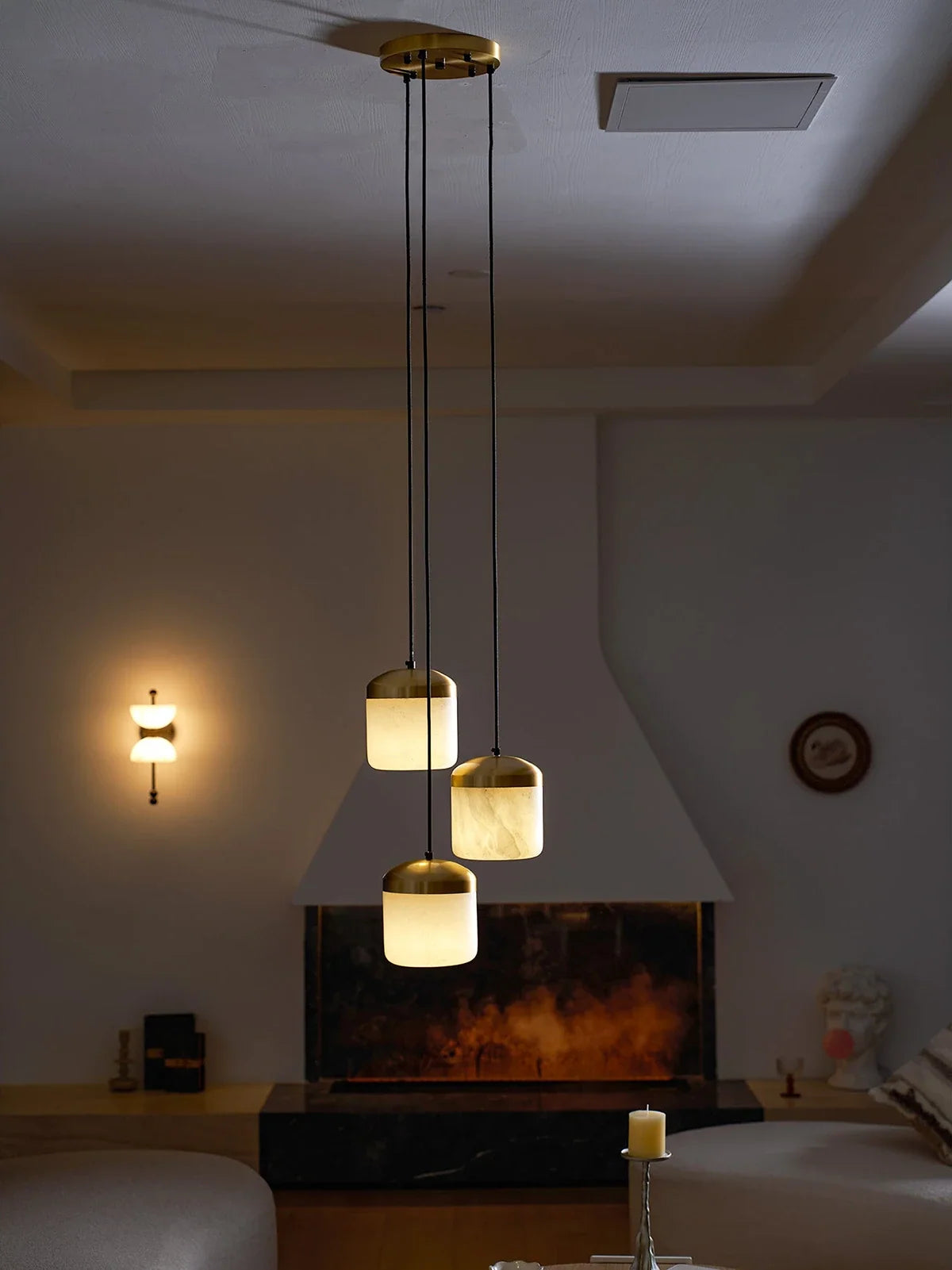 Elin Capped Alabaster Drum Pendant Light – Alabaster detail 13
