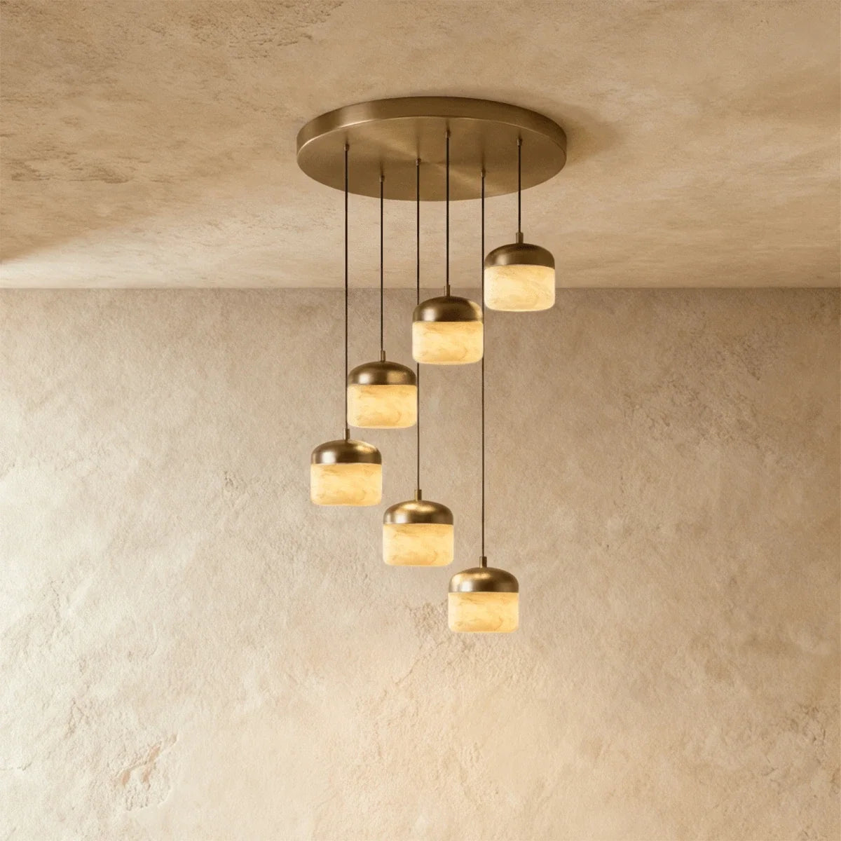 Elin Capped Alabaster Drum Pendant Light – Alabaster detail 21