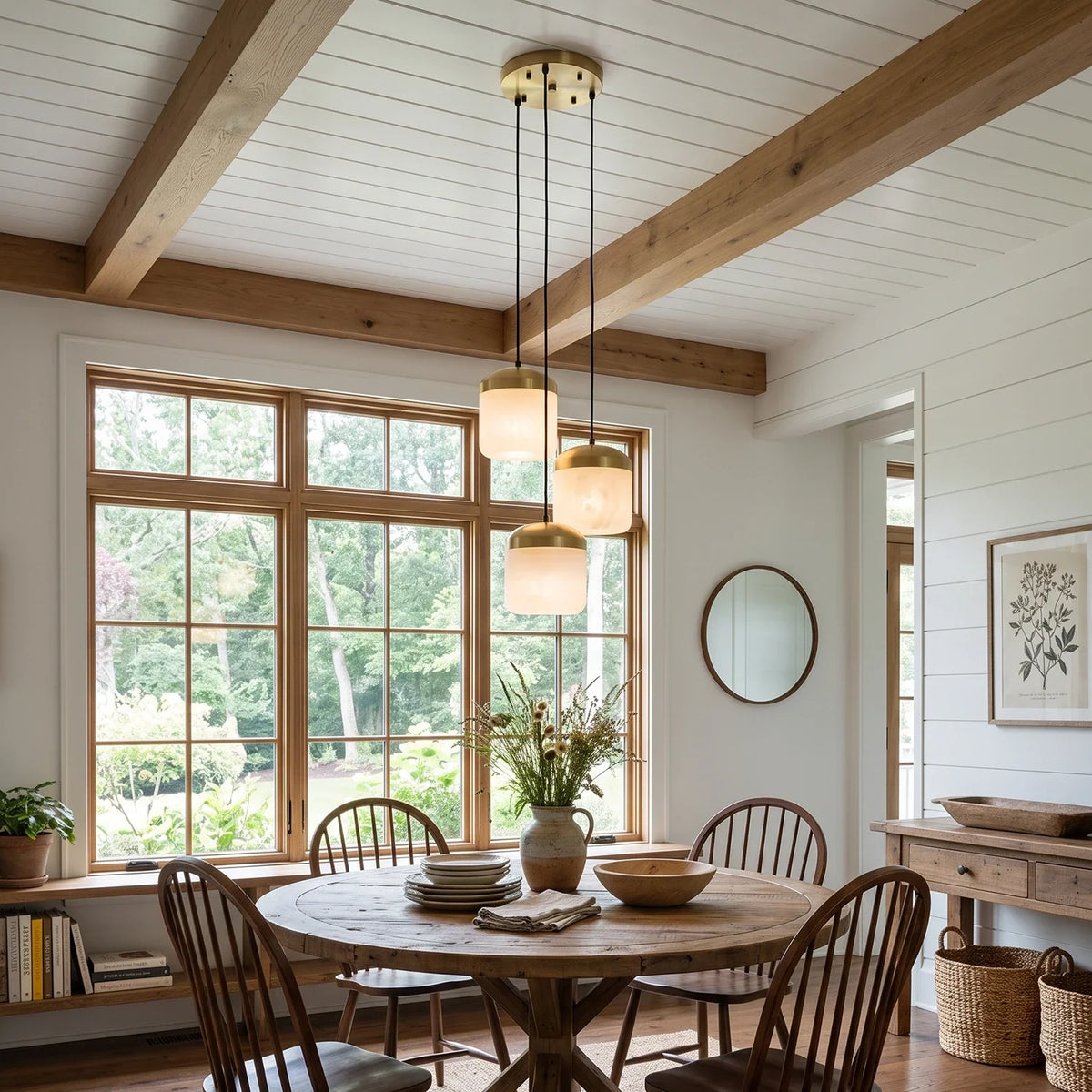 Elin Capped Alabaster Drum Pendant Light – Alabaster detail 4