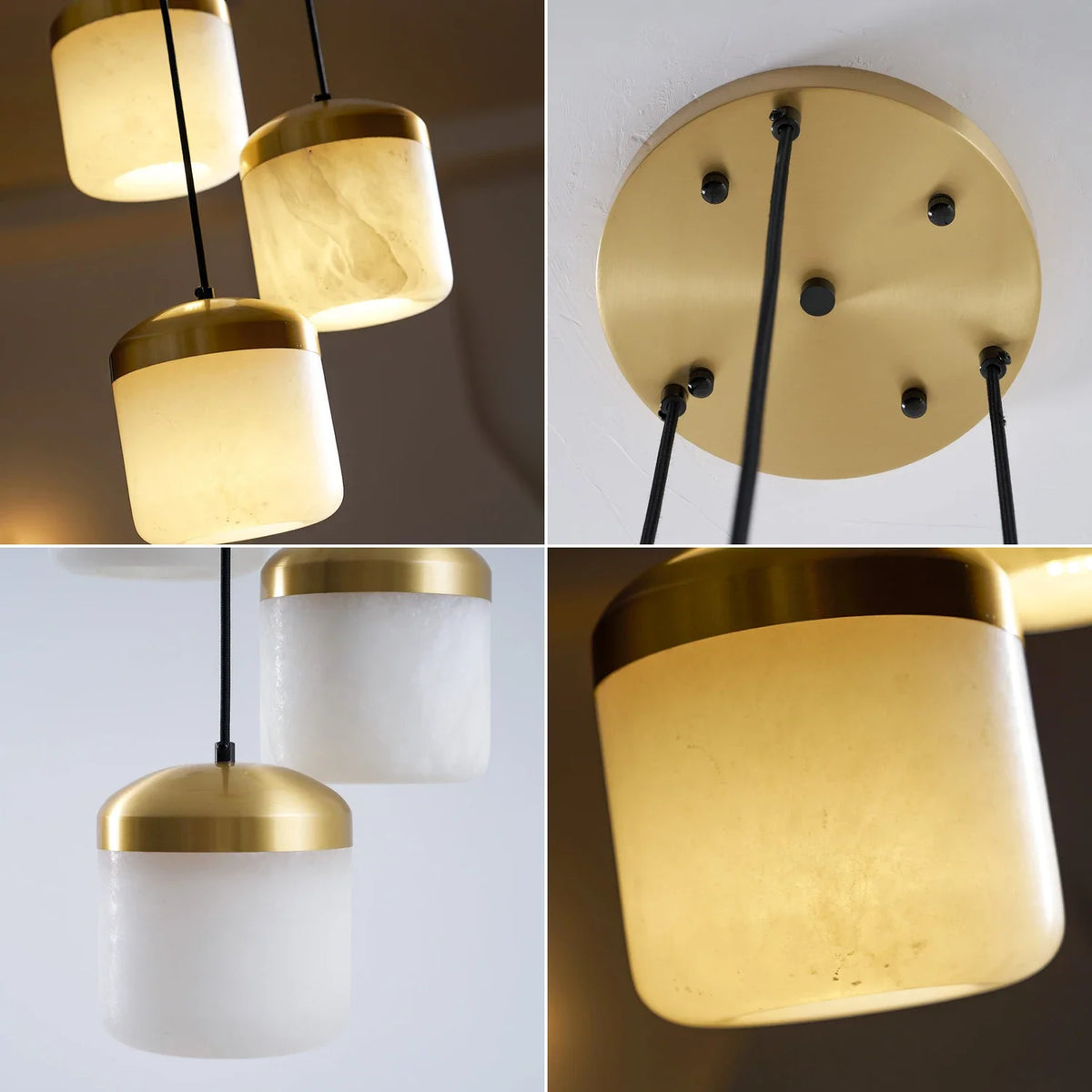 Elin Capped Alabaster Drum Pendant Light – Alabaster detail 14