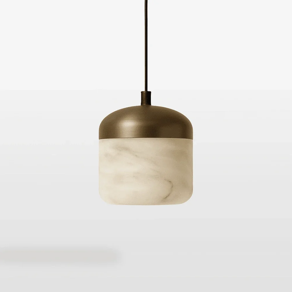 Elin Capped Alabaster Drum Pendant Light – Alabaster detail 17
