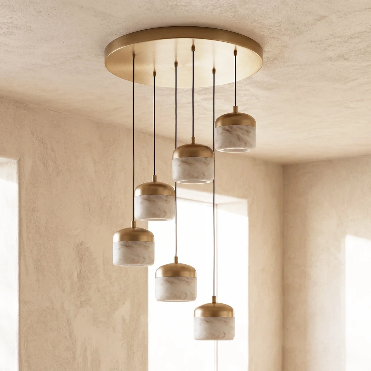 Elin Capped Alabaster Drum Pendant Light – Alabaster detail 22