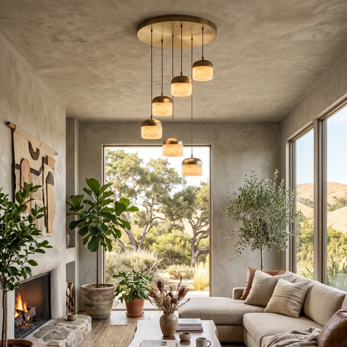 Elin Capped Alabaster Drum Pendant Light – Alabaster detail 2