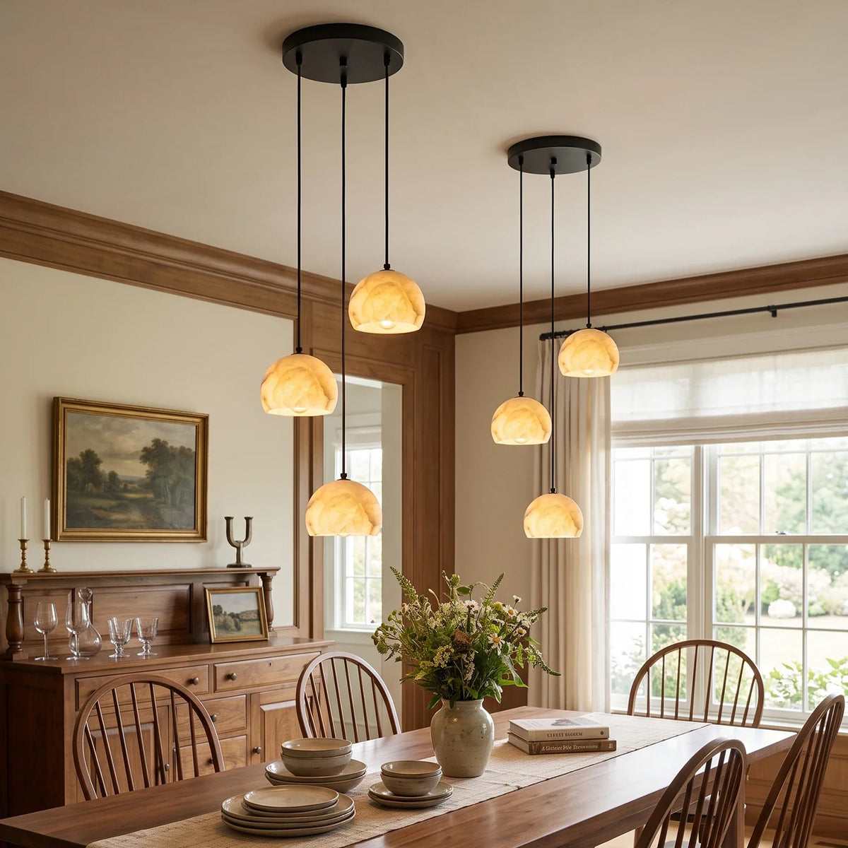 Ellery Alabaster Dome Cluster Chandelier – Alabaster detail 7