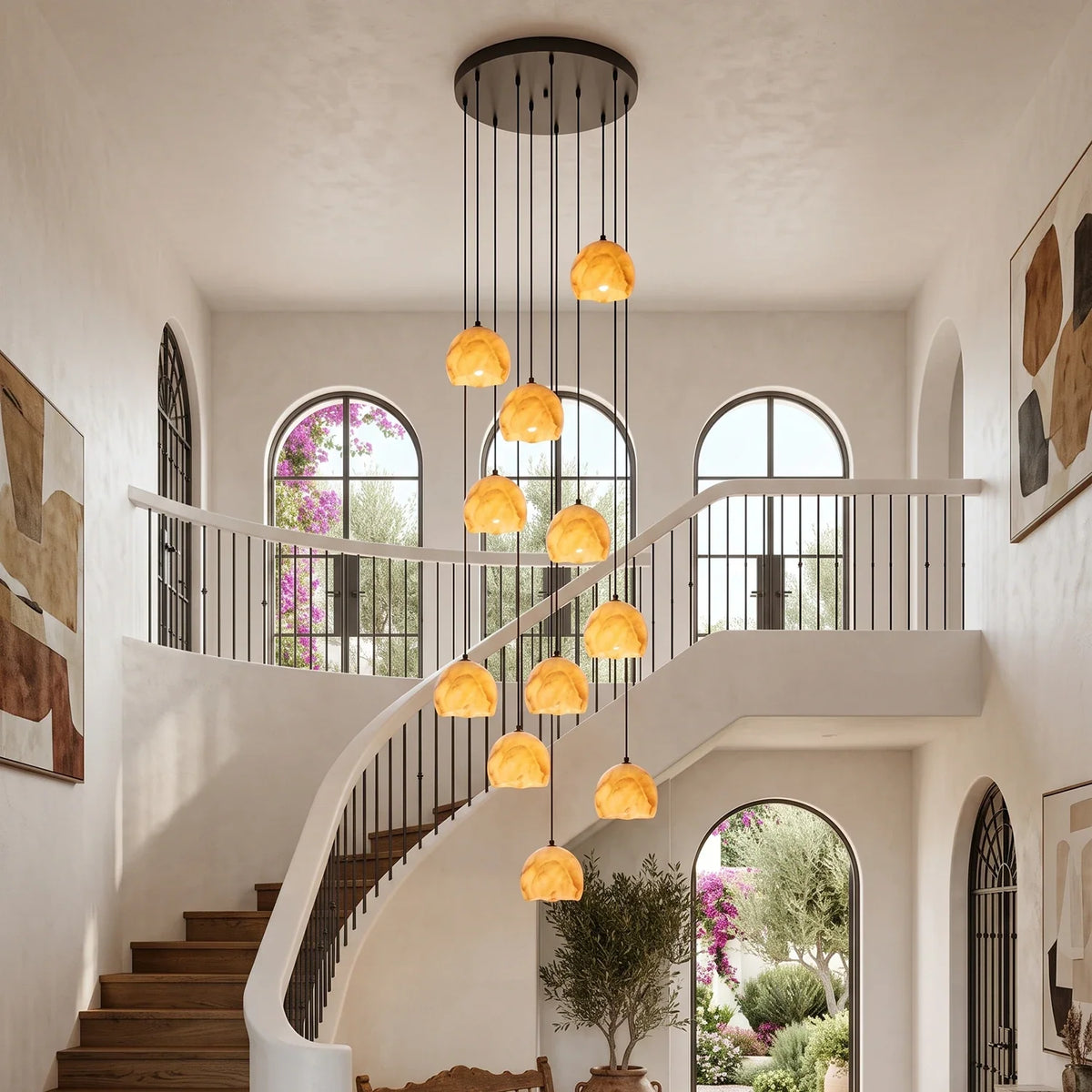 Ellery Alabaster Dome Cluster Chandelier – Alabaster detail 2