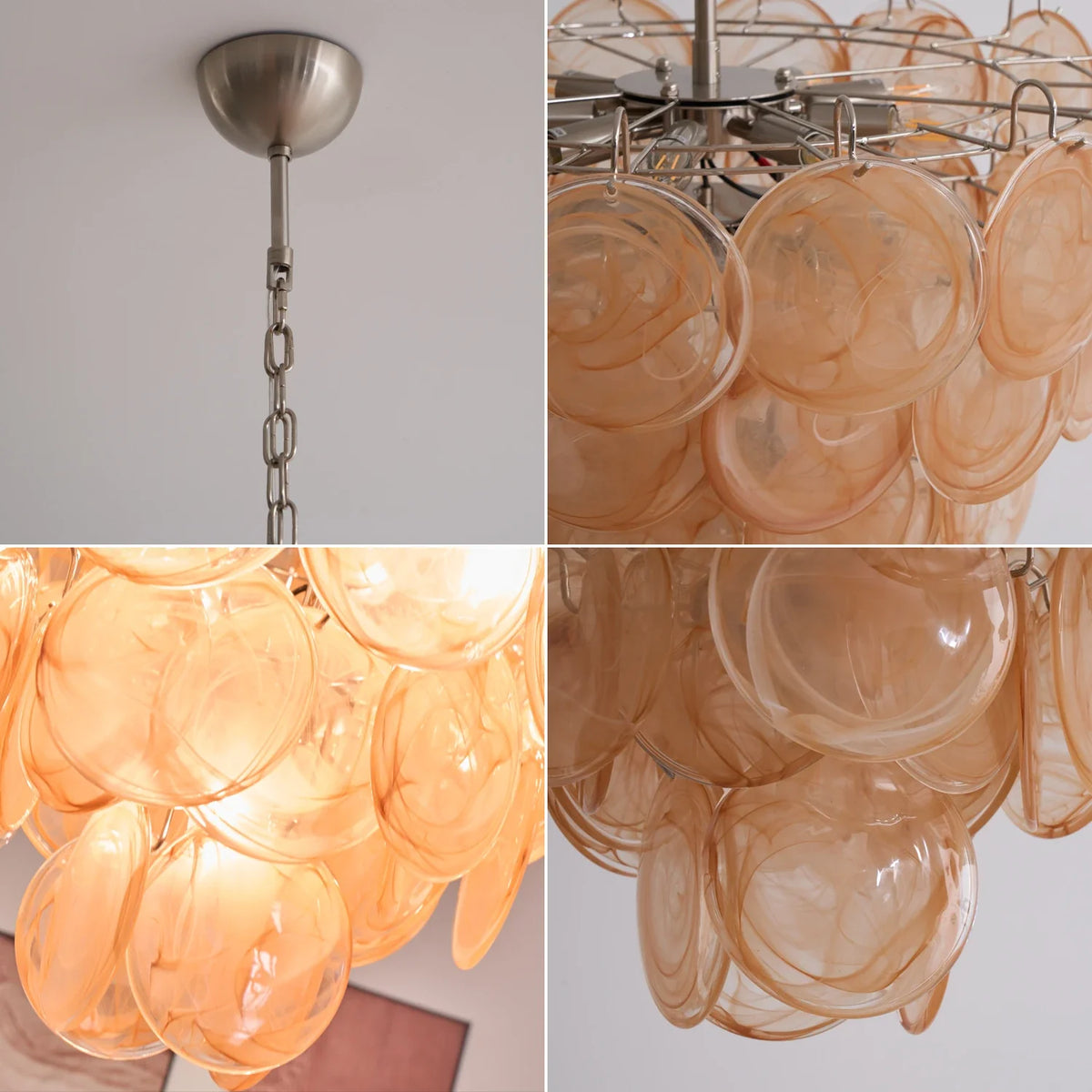 Elodie Gold Swirl Disc Glass Chandelier – Glass detail 12