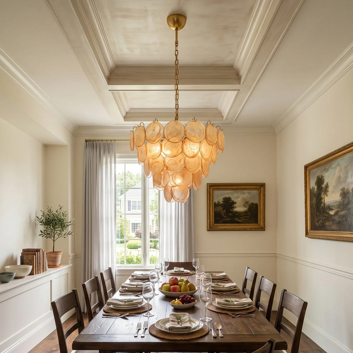 Elodie Gold Swirl Disc Glass Chandelier – Glass detail 5