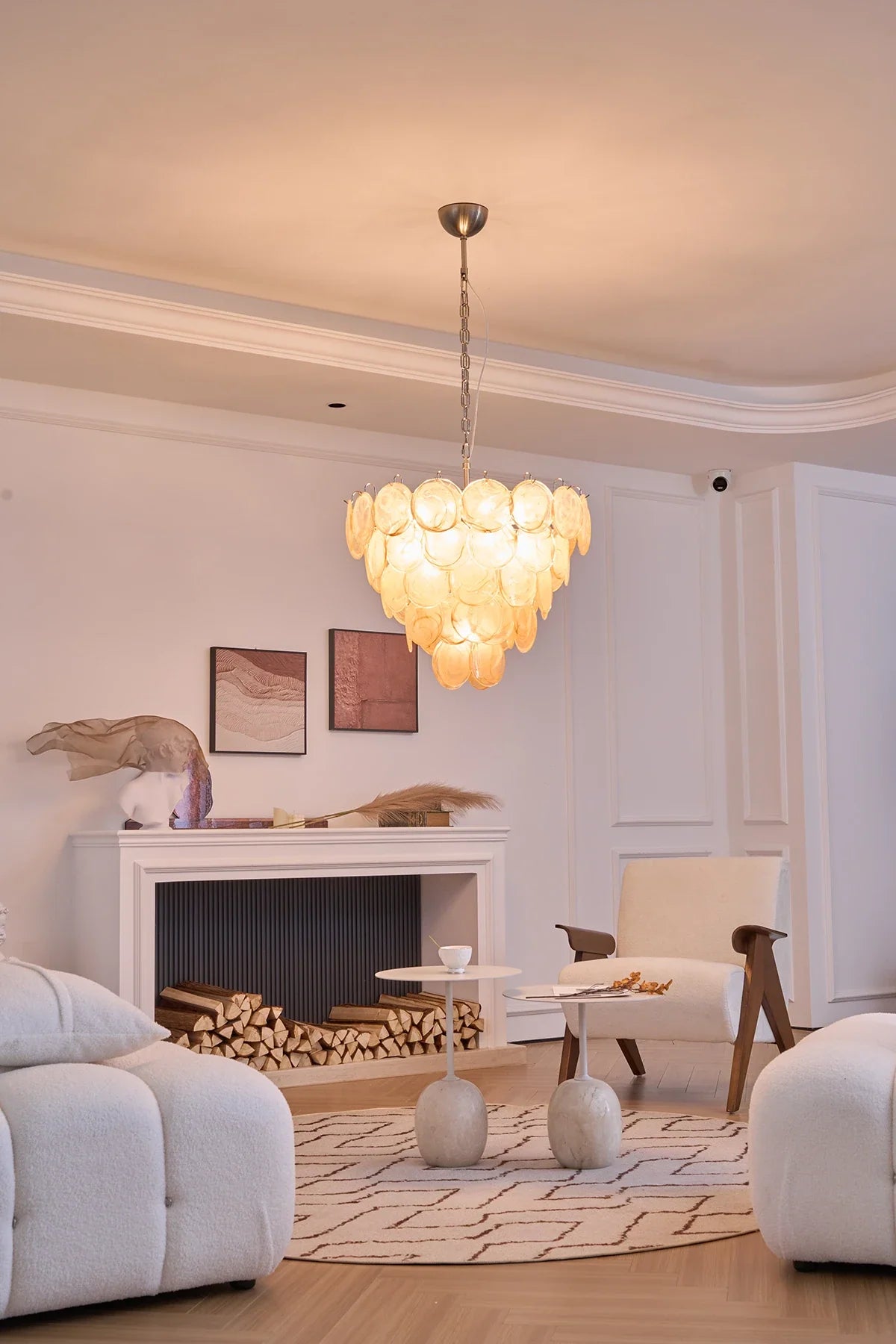 Elodie Gold Swirl Disc Glass Chandelier – Glass detail 10